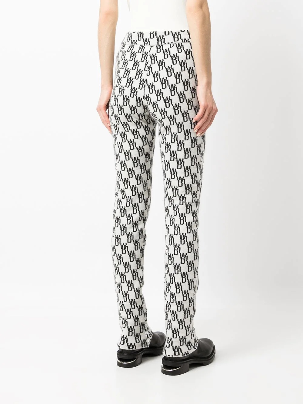 logo pattern knitted leggings - 4