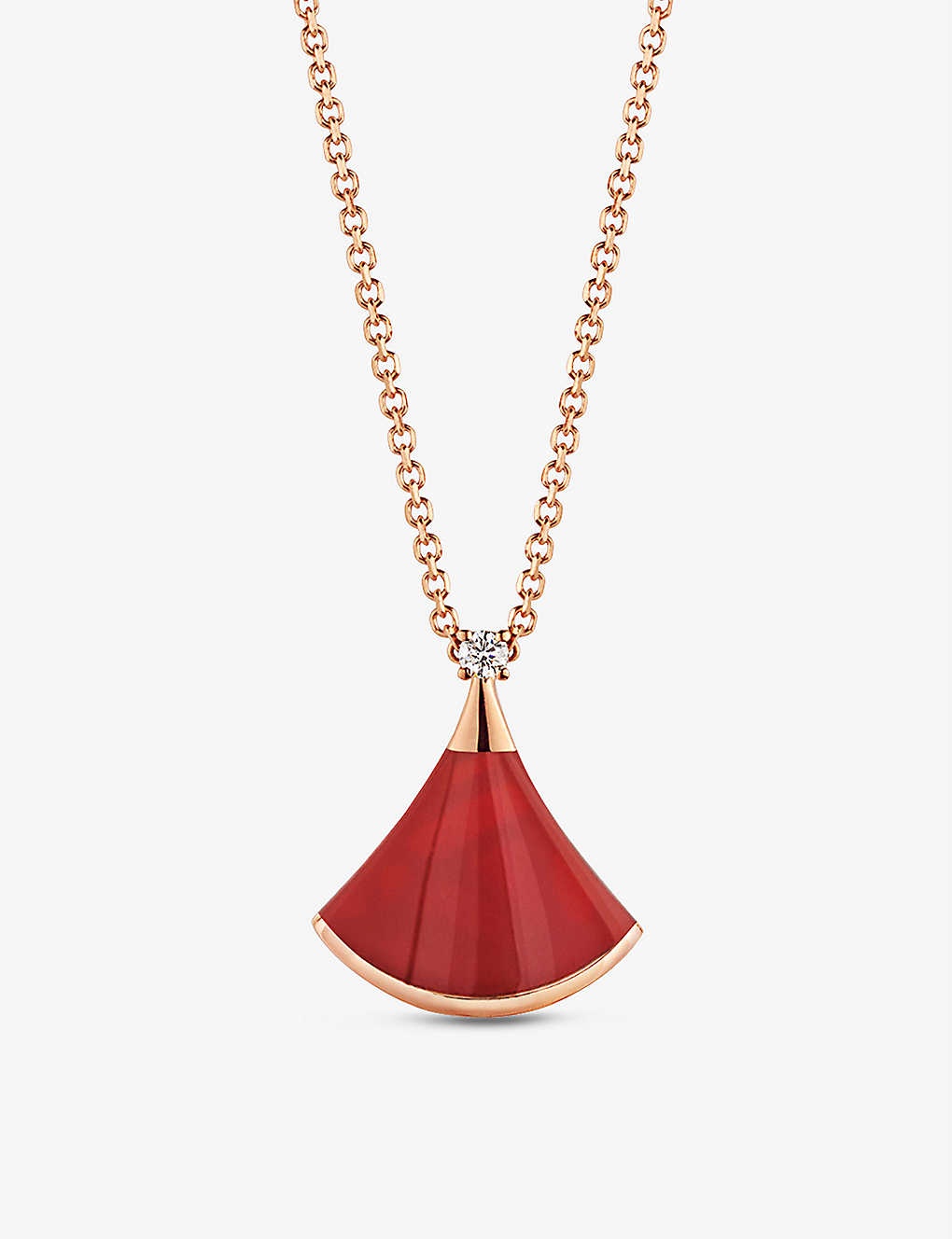 Divas Dream 18ct rose-gold, carnelian and 0.03ct round-cut diamond pendant necklace - 3