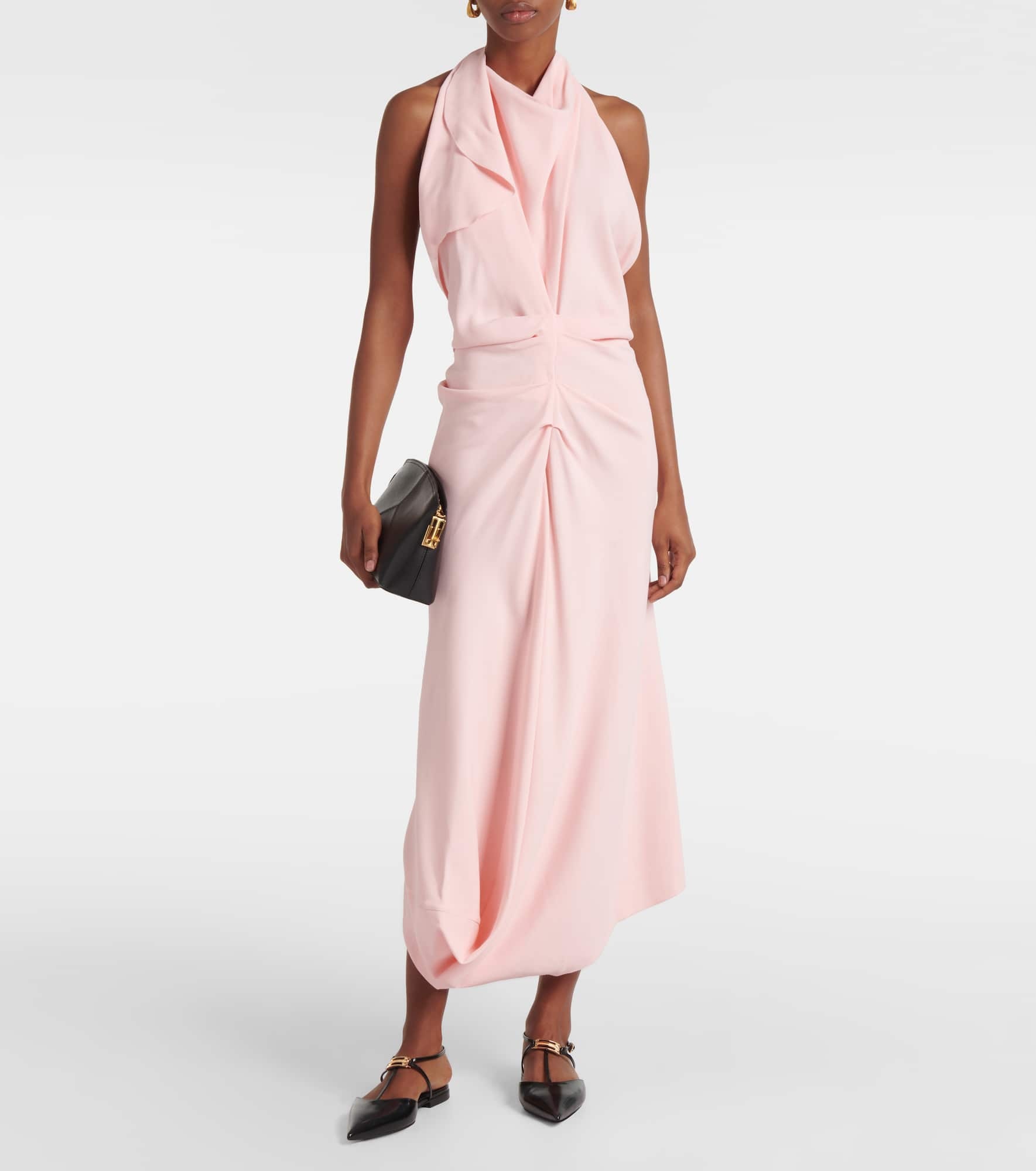 Scarf-detail open-back crêpe midi dress - 2