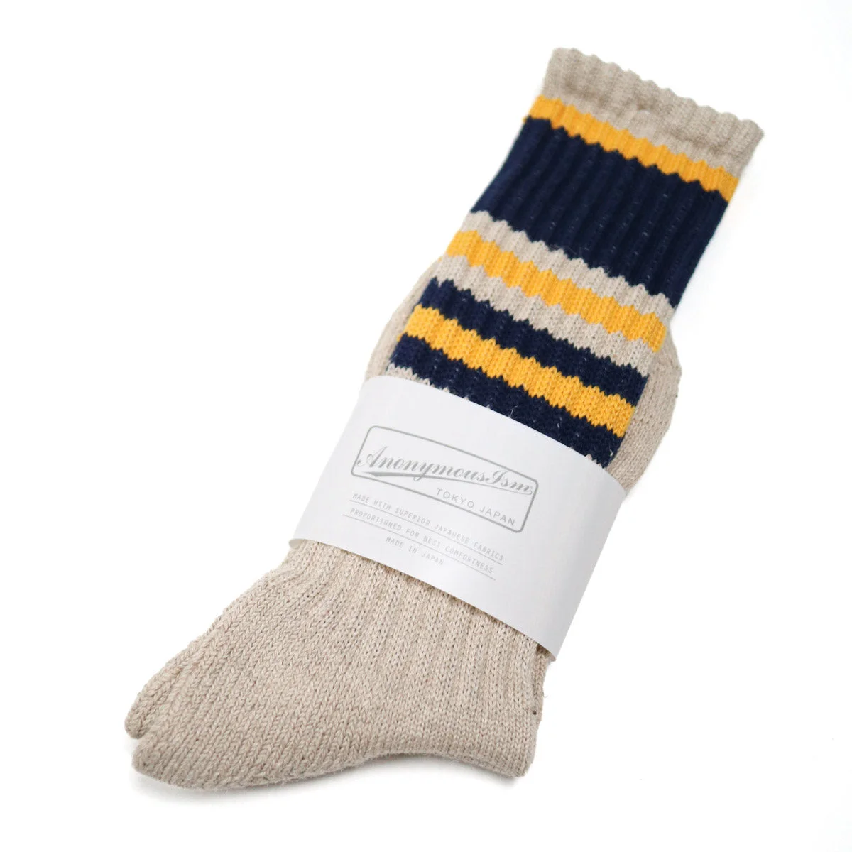 Hemp Random Line Pile Crew Sock Navy - 1