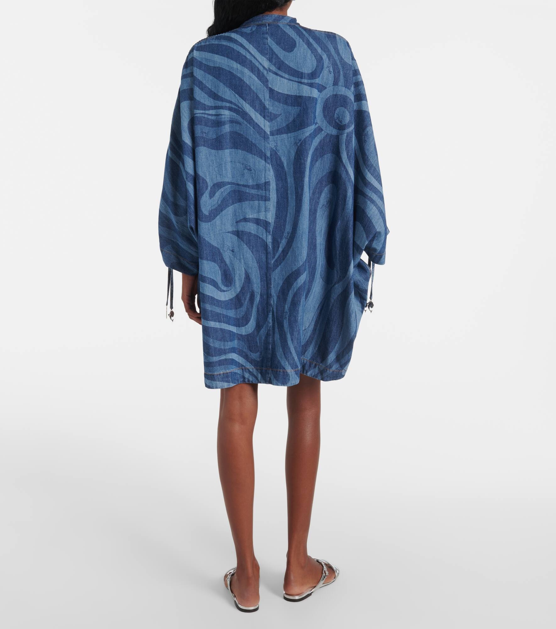 Marmo-print denim kaftan - 3