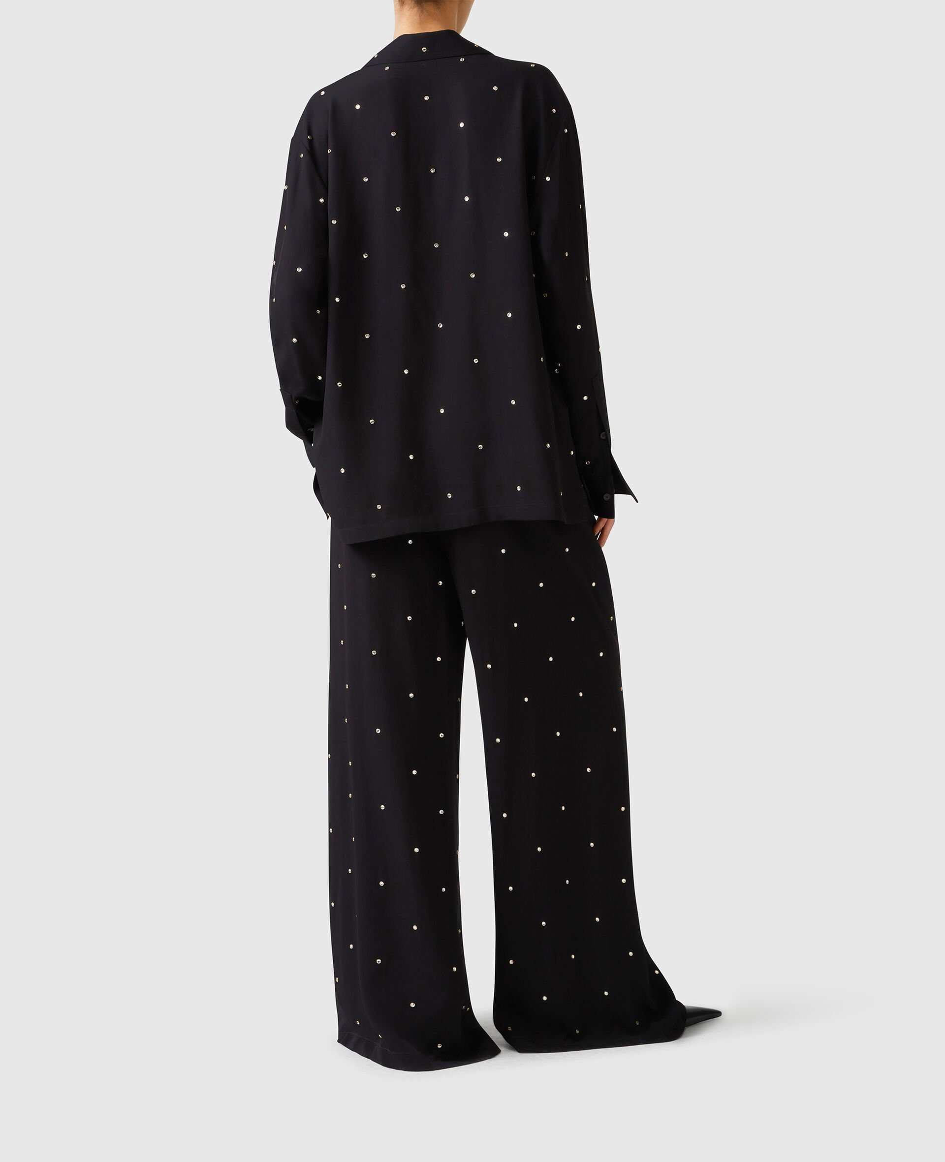 Lead-Free Crystal High-Rise Wide-Leg Pants - 5