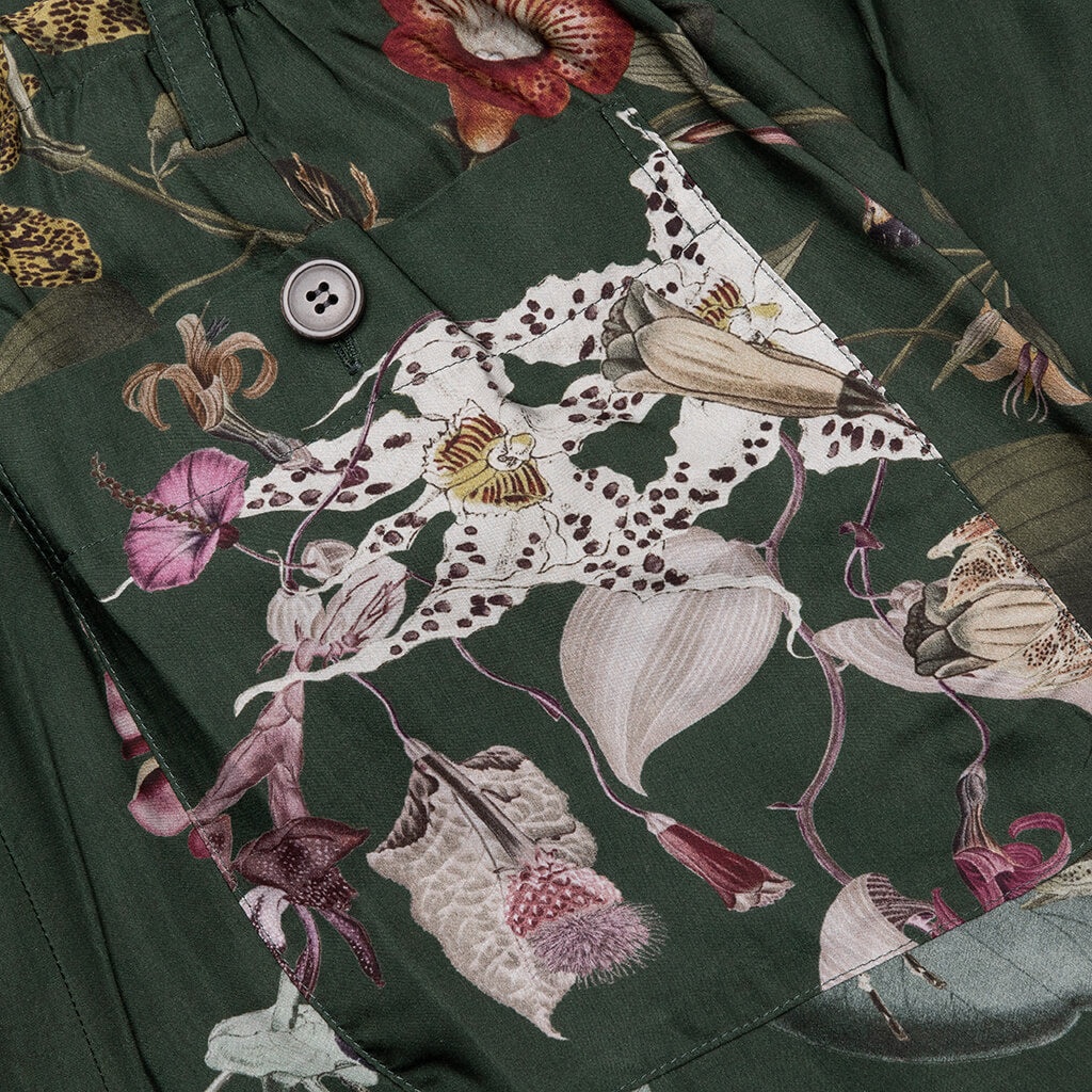 GREEN PLEAT-FRONT TROUSERS WITH FLORAL PATTERN 7092 M.W. - BOT - 5