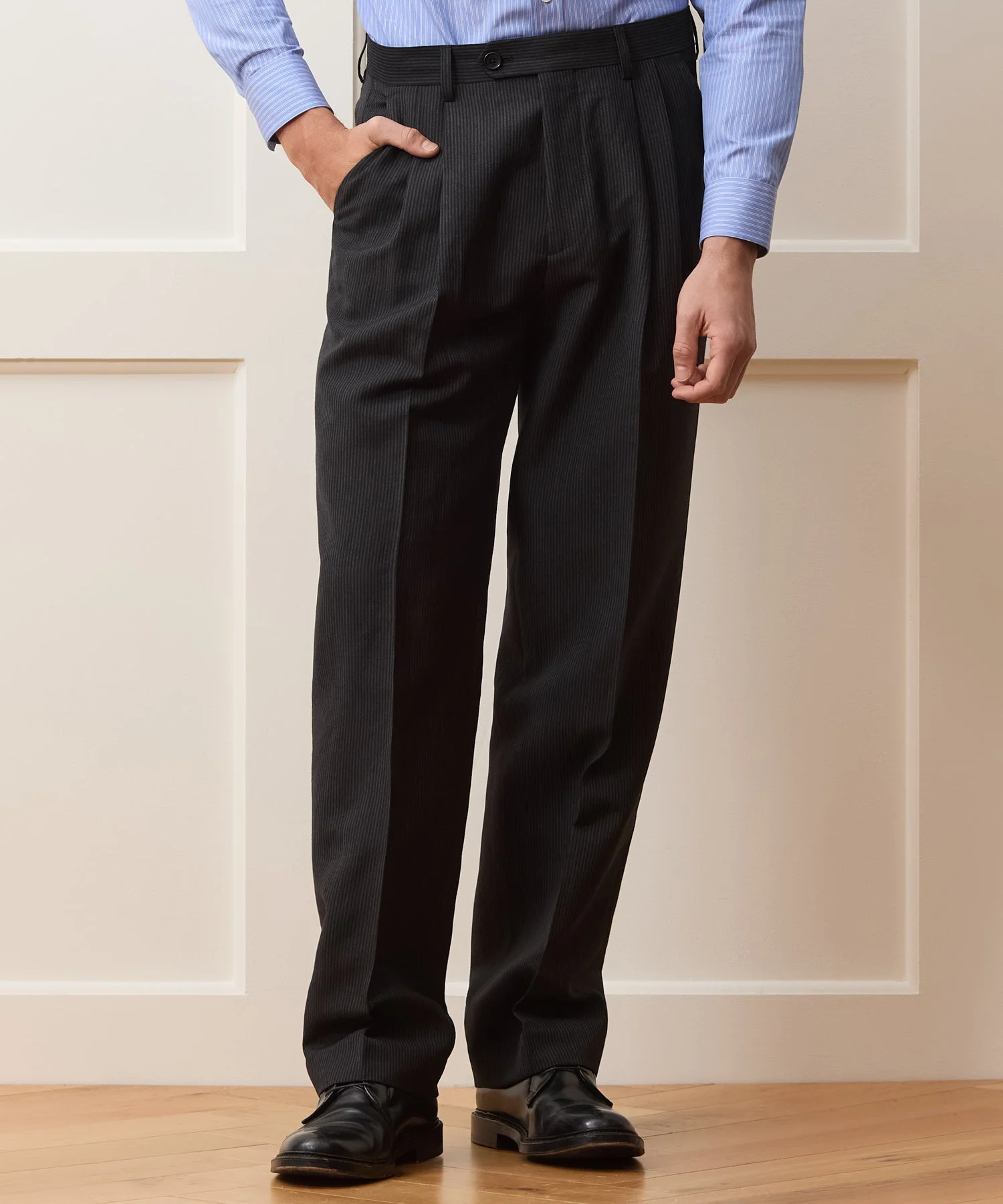 Italian Striped Linen Wythe Trouser - 1
