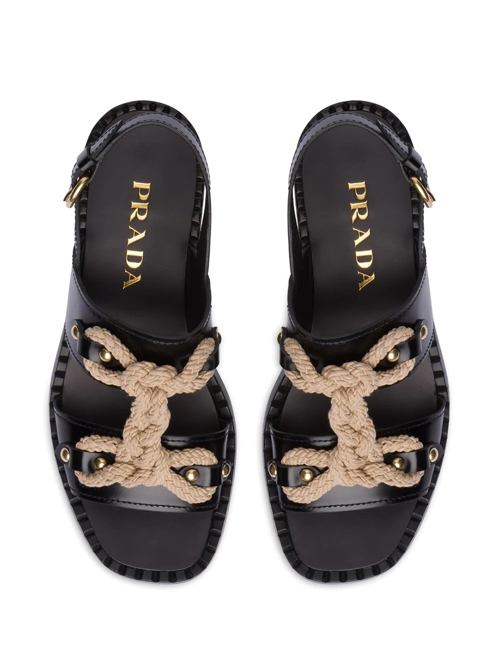 woven cord leather sandals - 4