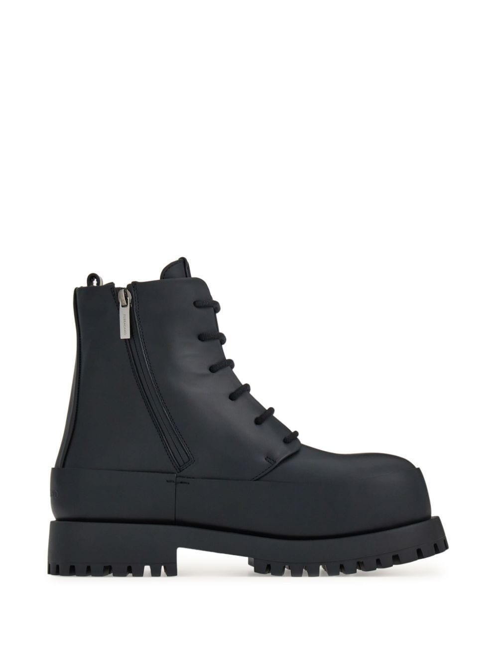 lace-up leather combat boots - 5