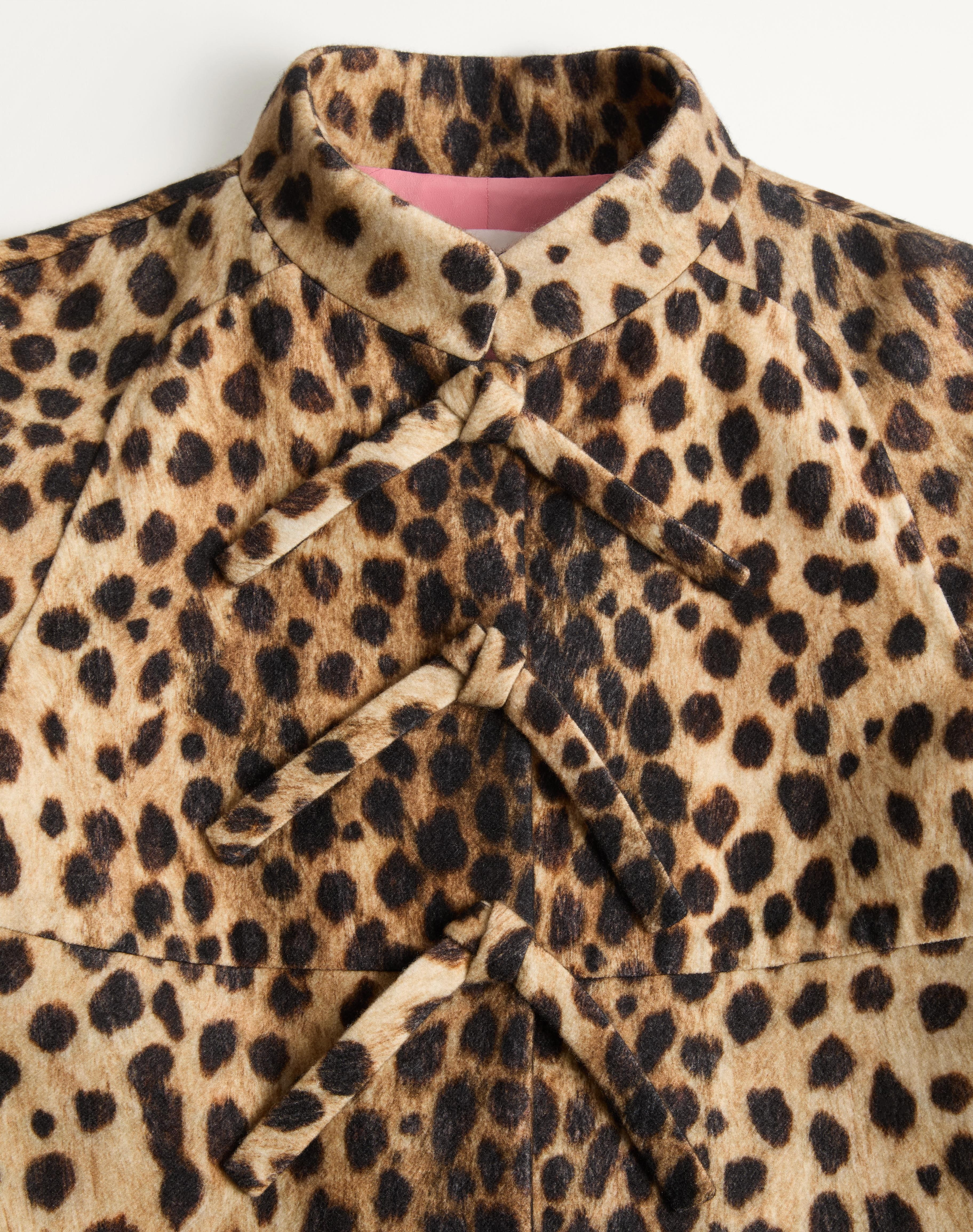 JAGUAR SPOTS PRINTED WOOL CLOTH COAT - 3