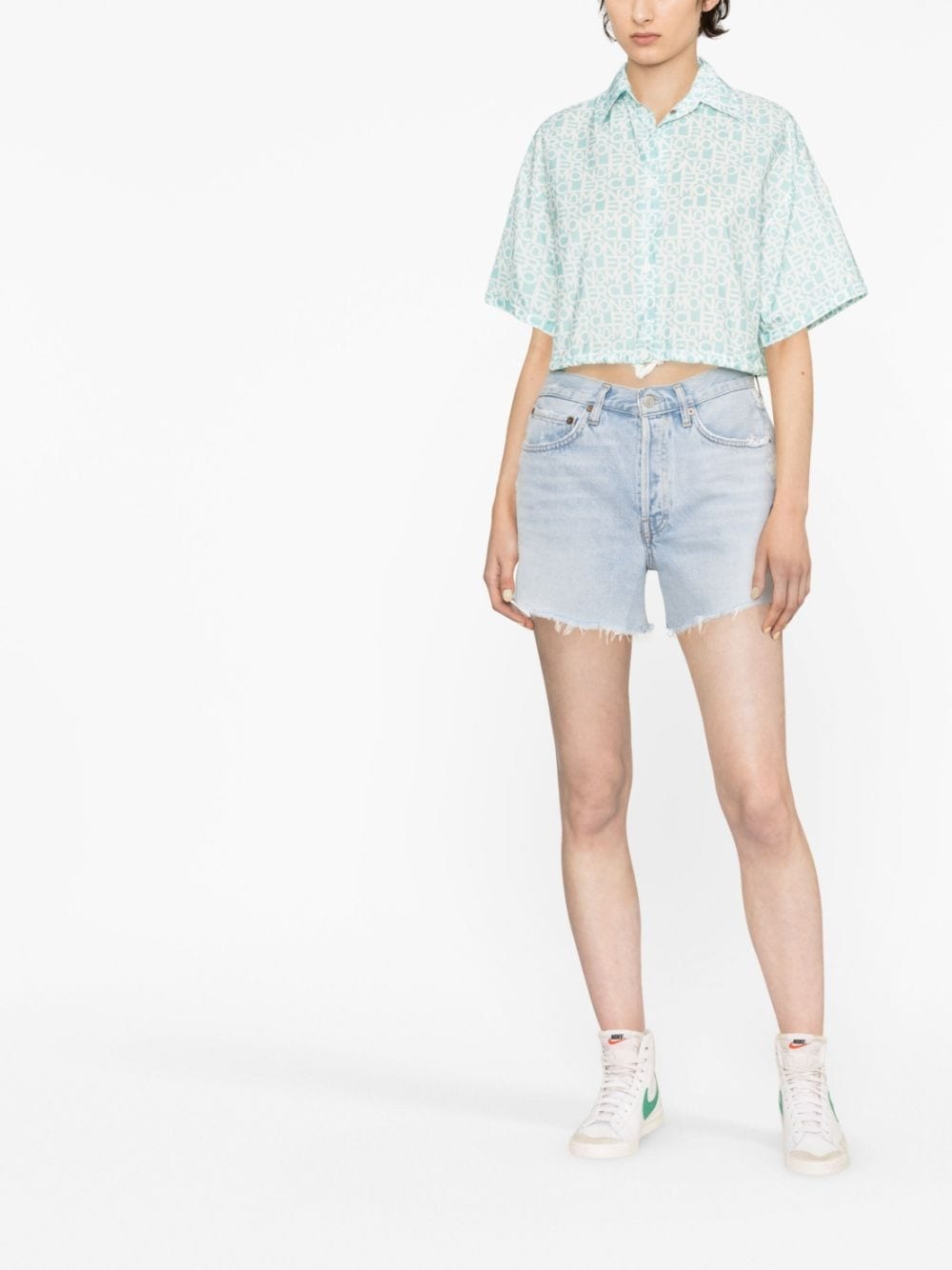 logo-print cropped shirt - 2