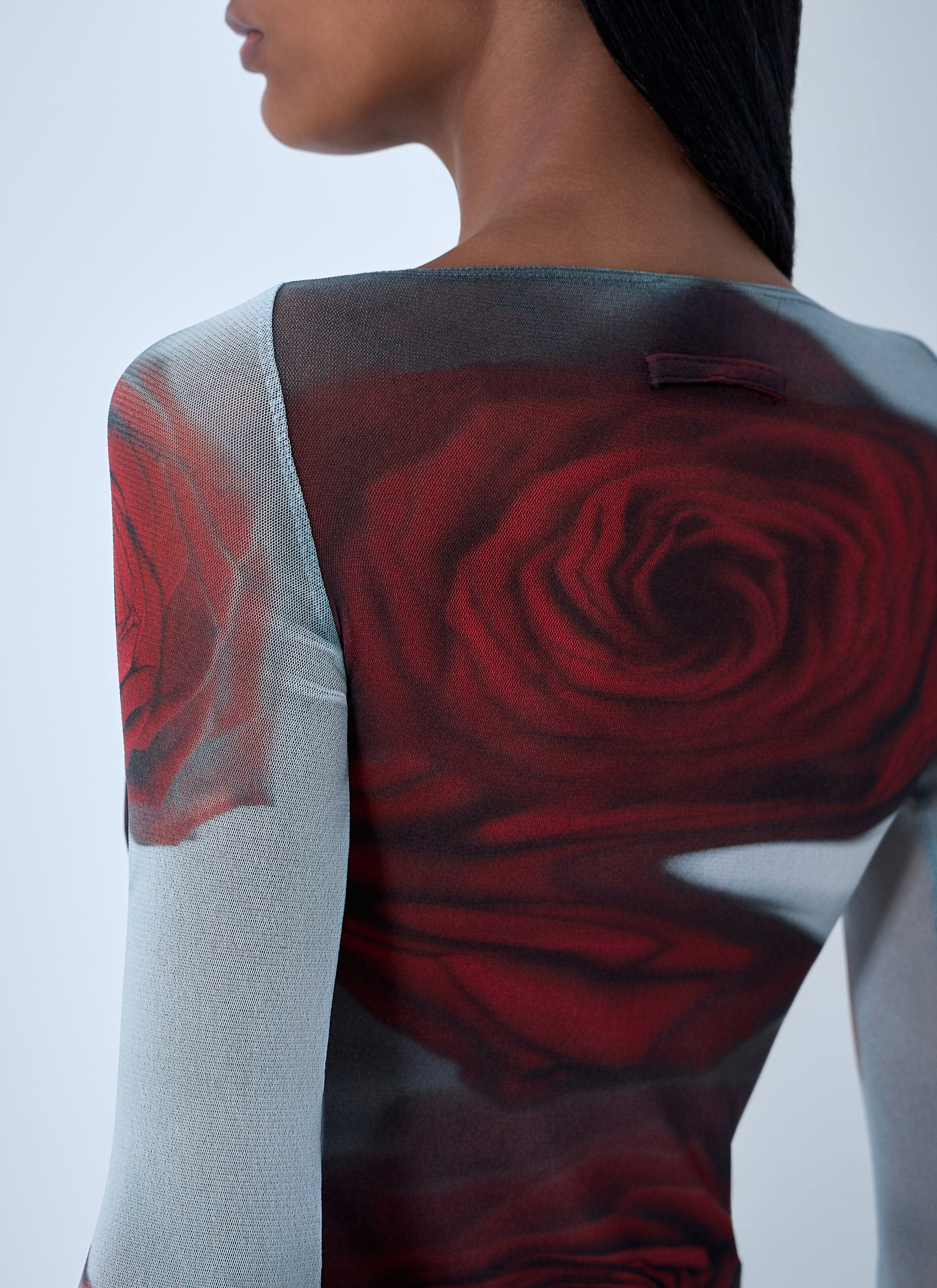 Jean Paul Gaultier Women Blurry Roses Mesh Tank Top - 6