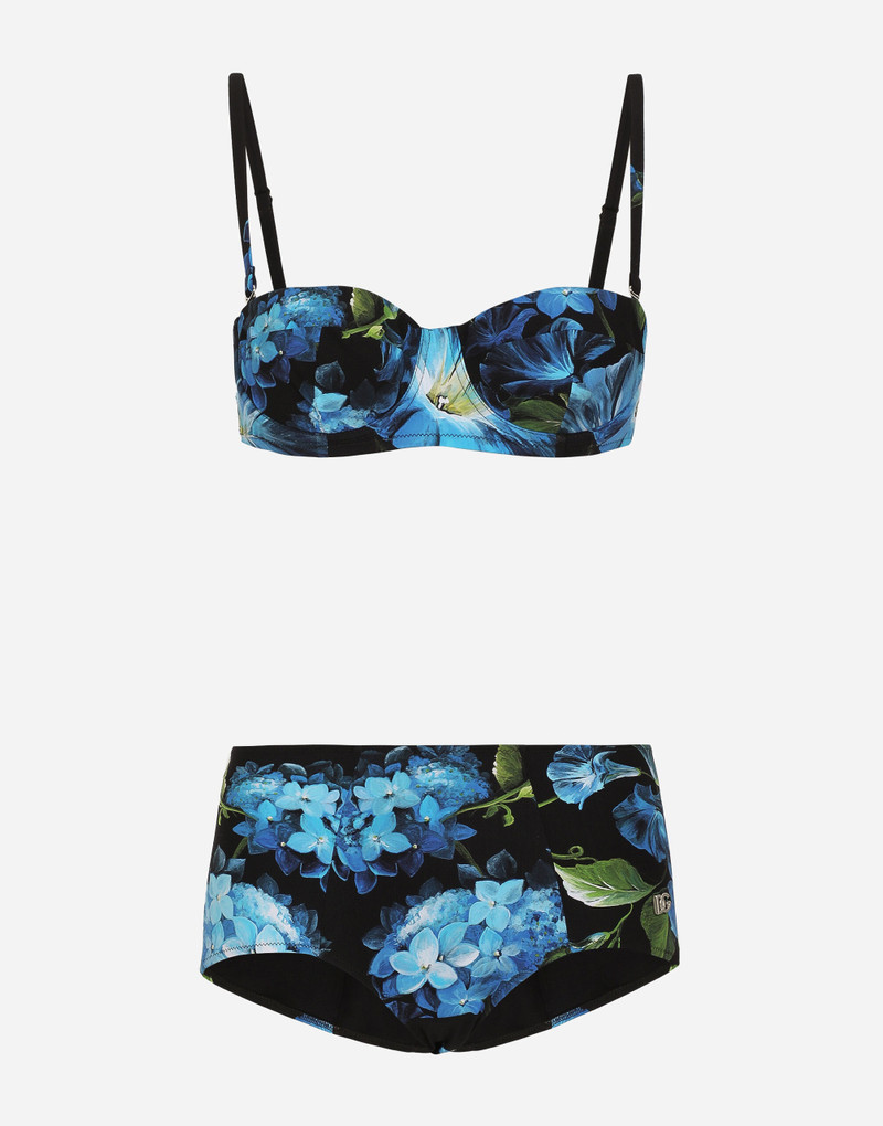 Bluebell-print balconette bikini with high-waisted bikini bottoms 1
