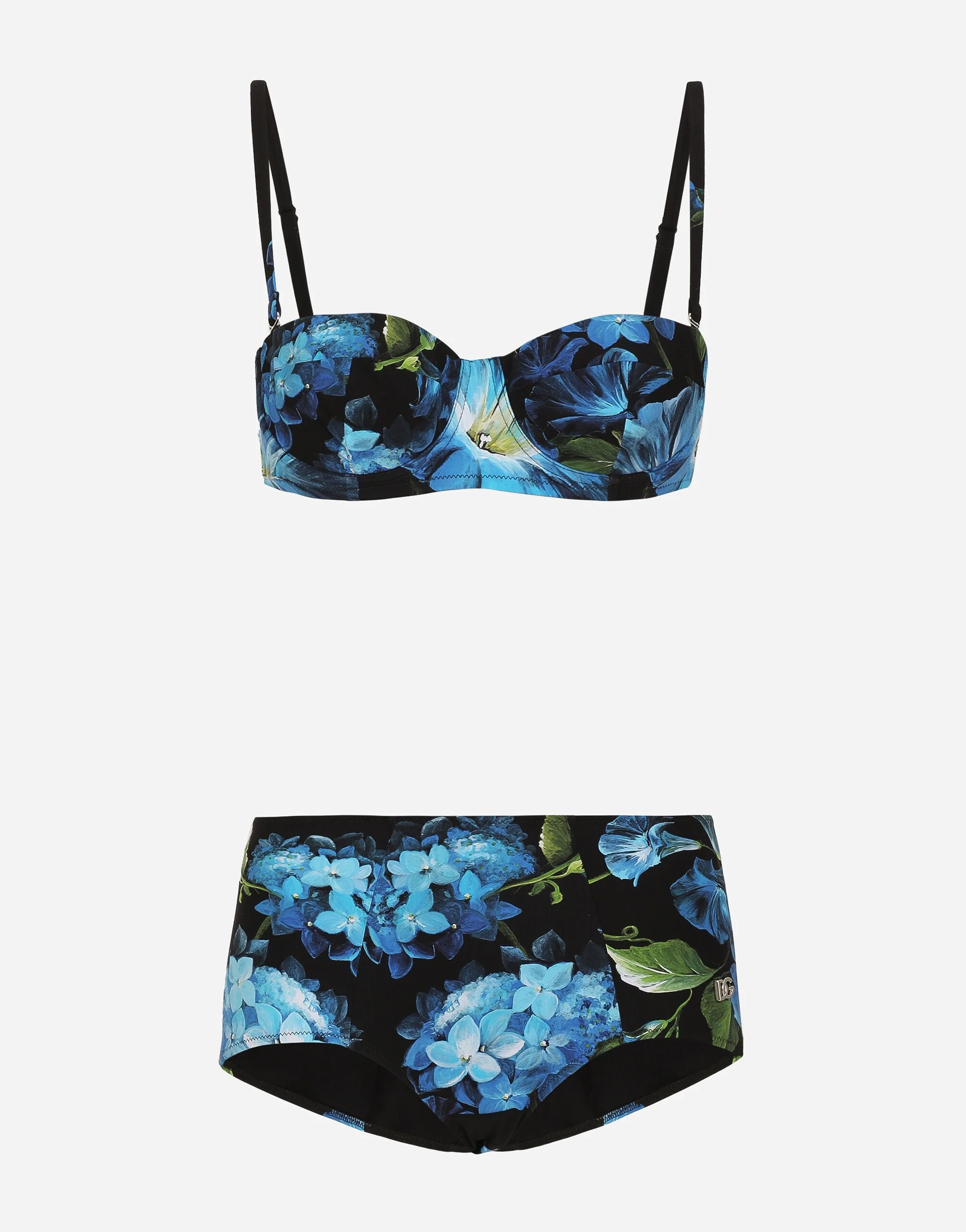 Bluebell-print balconette bikini with high-waisted bikini bottoms - 1