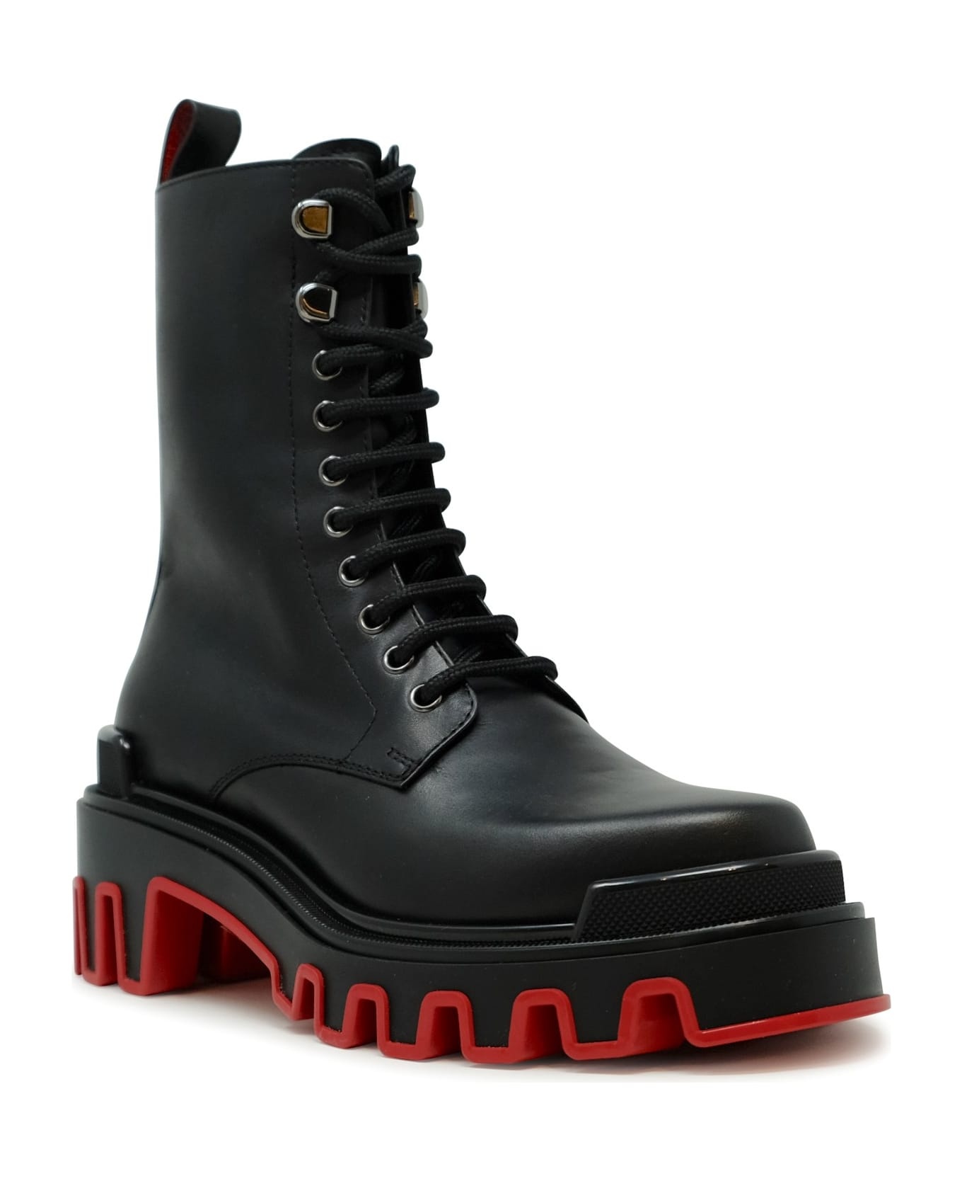Christian Louboutin Black Calf Leather Dune Trott Alta Flat Low Boots - 2