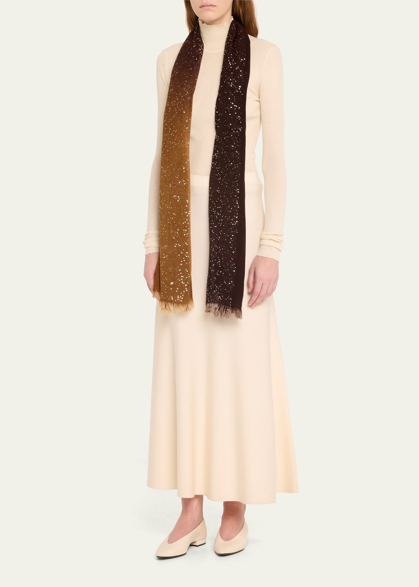 Dania Sequined Ombre Wool-Silk Scarf - 2
