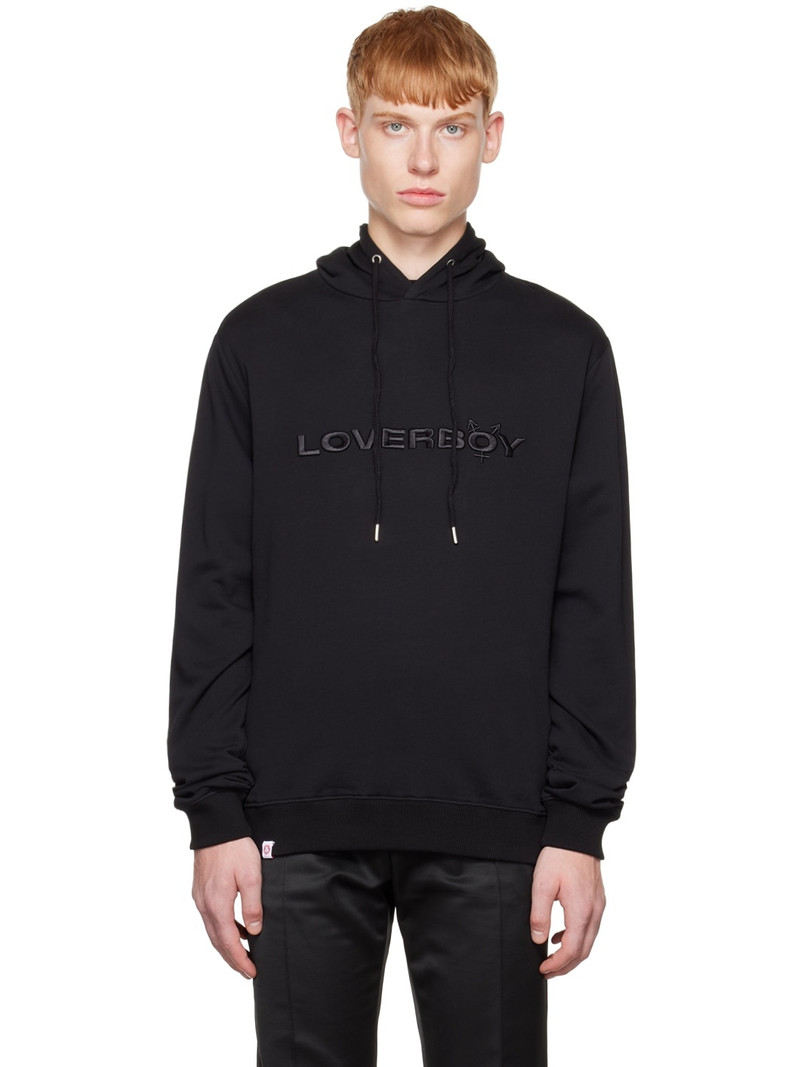 Black Embroidered Hoodie - 1