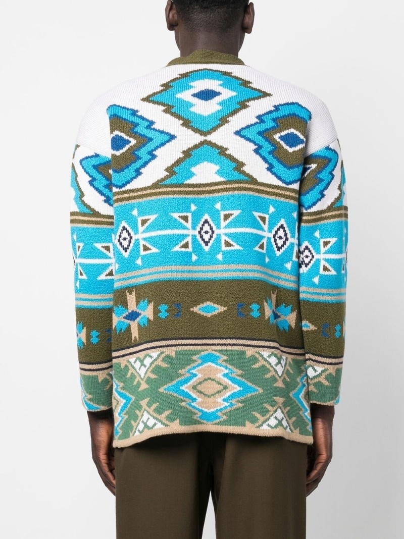 graphic-print knitted cardigan - 4