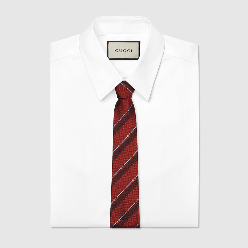 GUCCI Horsebit silk jacquard tie outlook