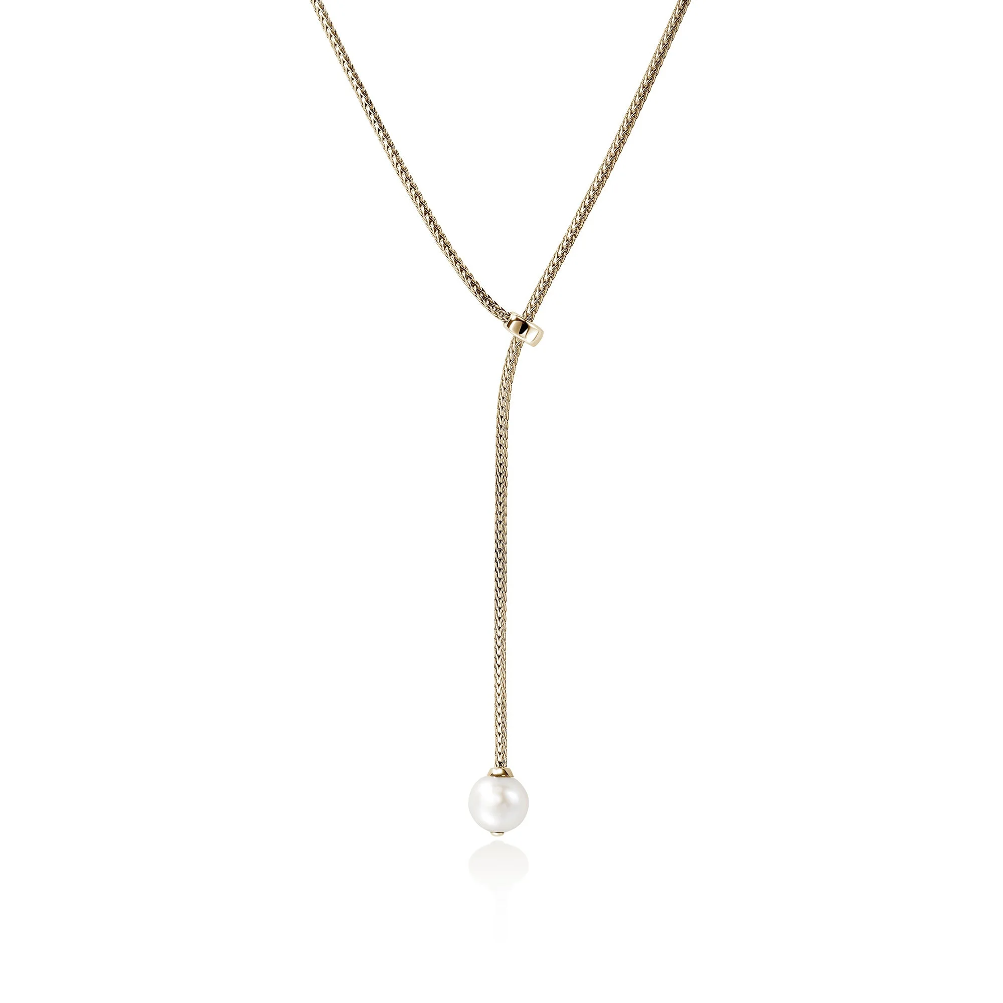 JH Essential Pearl Lariat Necklace, Gold, 1.8MM - 1