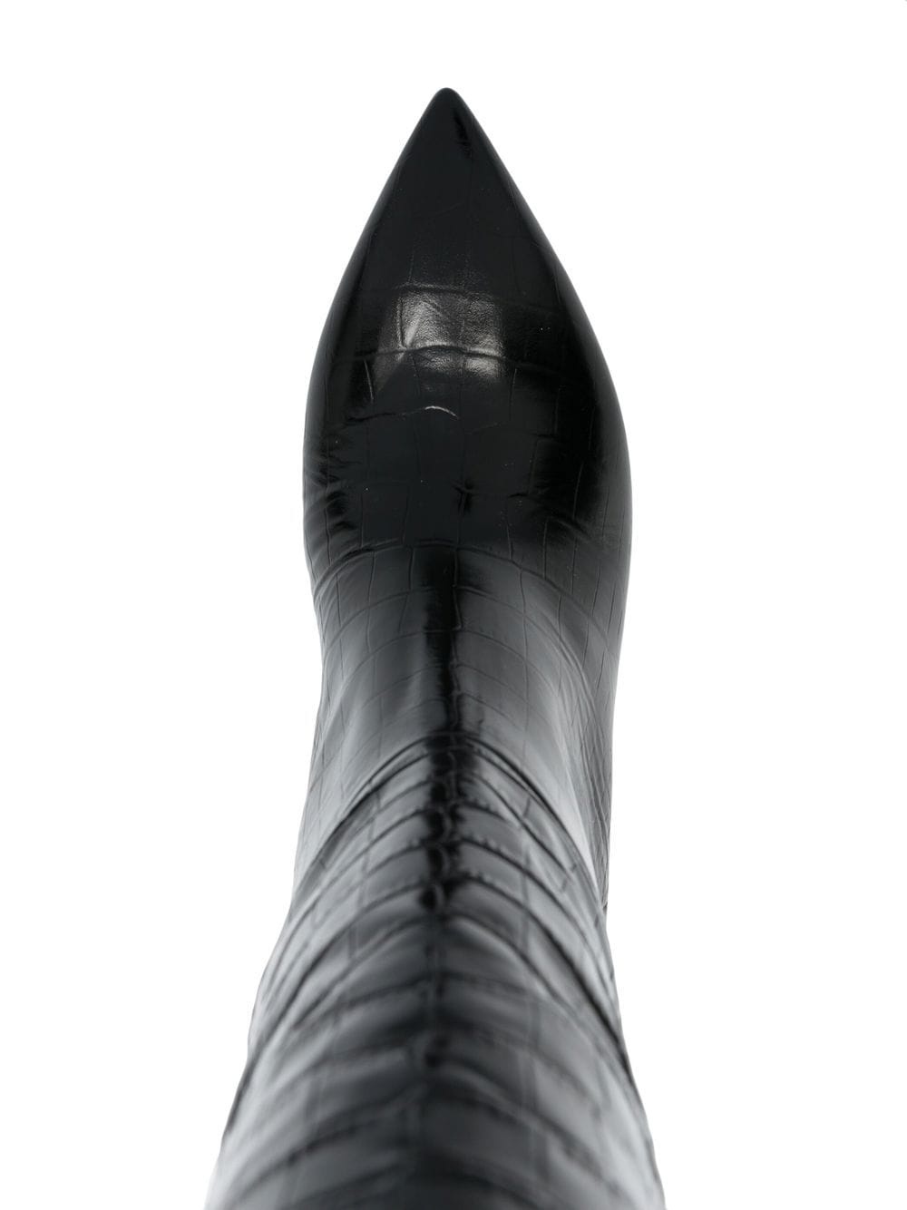 croc-embossed leather boots - 4