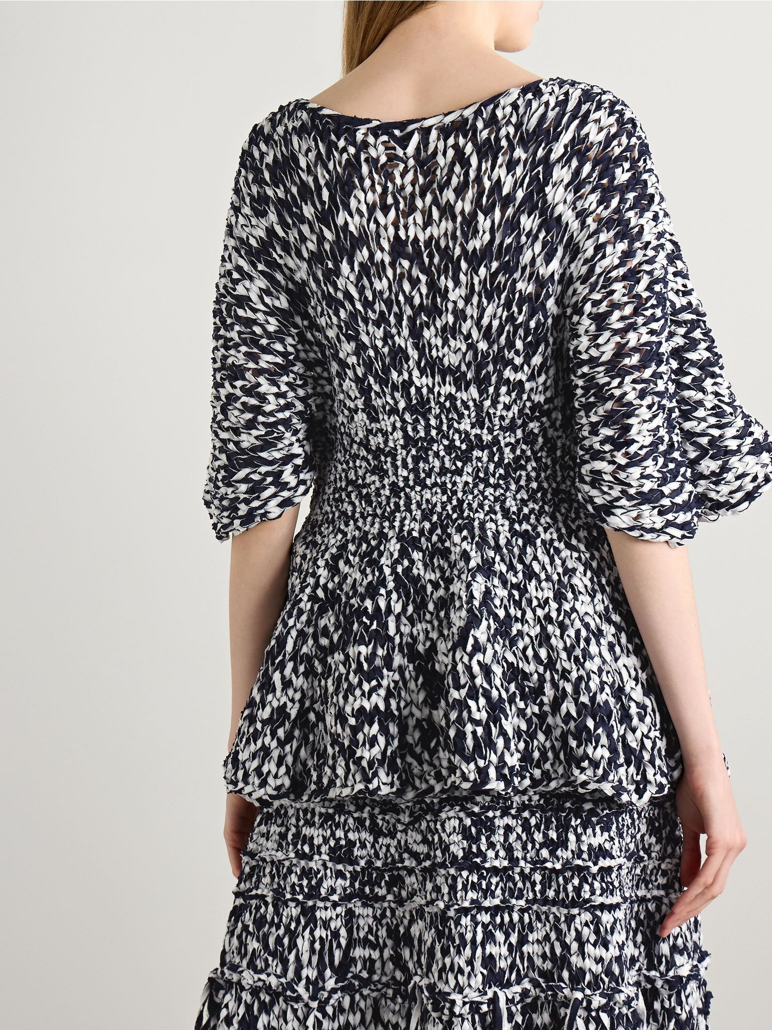 Mathilde cotton-blend peplum top Navy - 3
