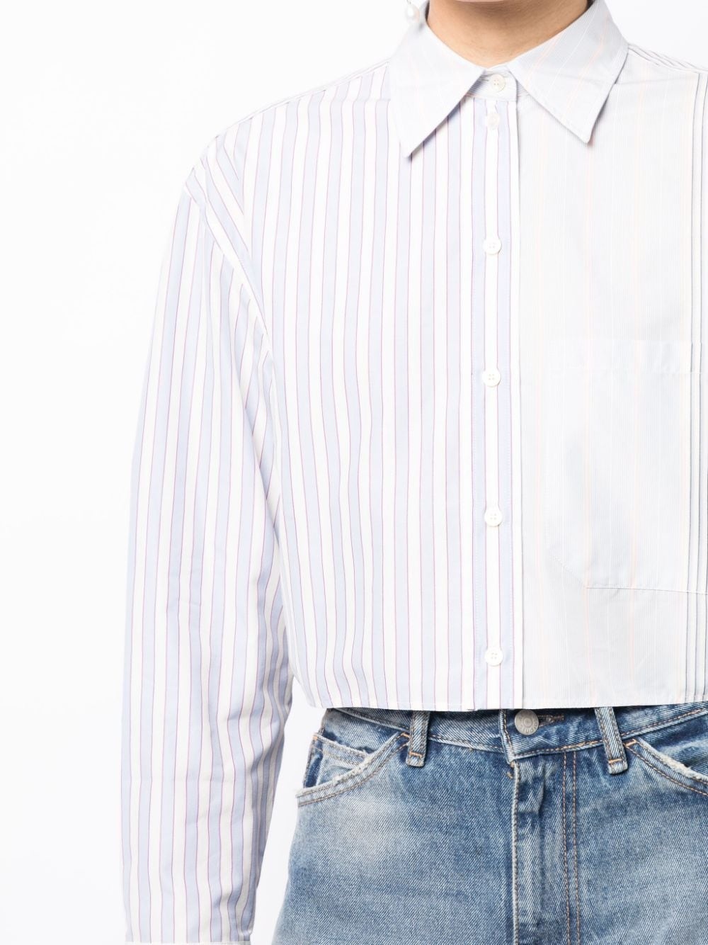 striped cropped shirt - 5