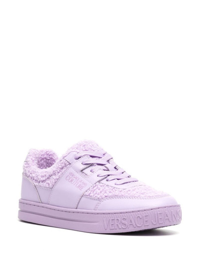 VERSACE JEANS COUTURE faux shearling-trim sneakers outlook
