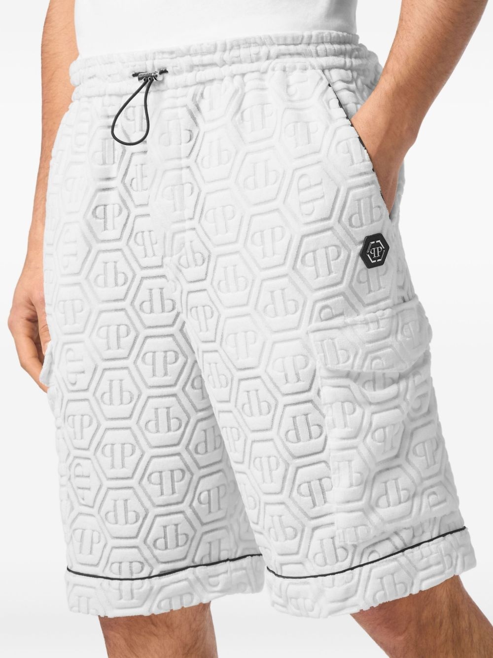monogram-pattern track shorts - 4