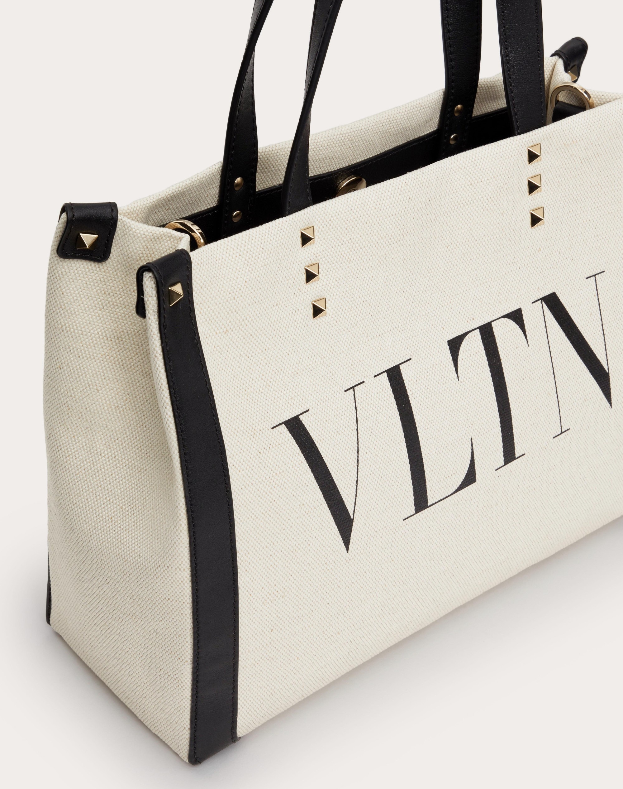MINI CANVAS TOTE BAG WITH VLTN PRINT - 5