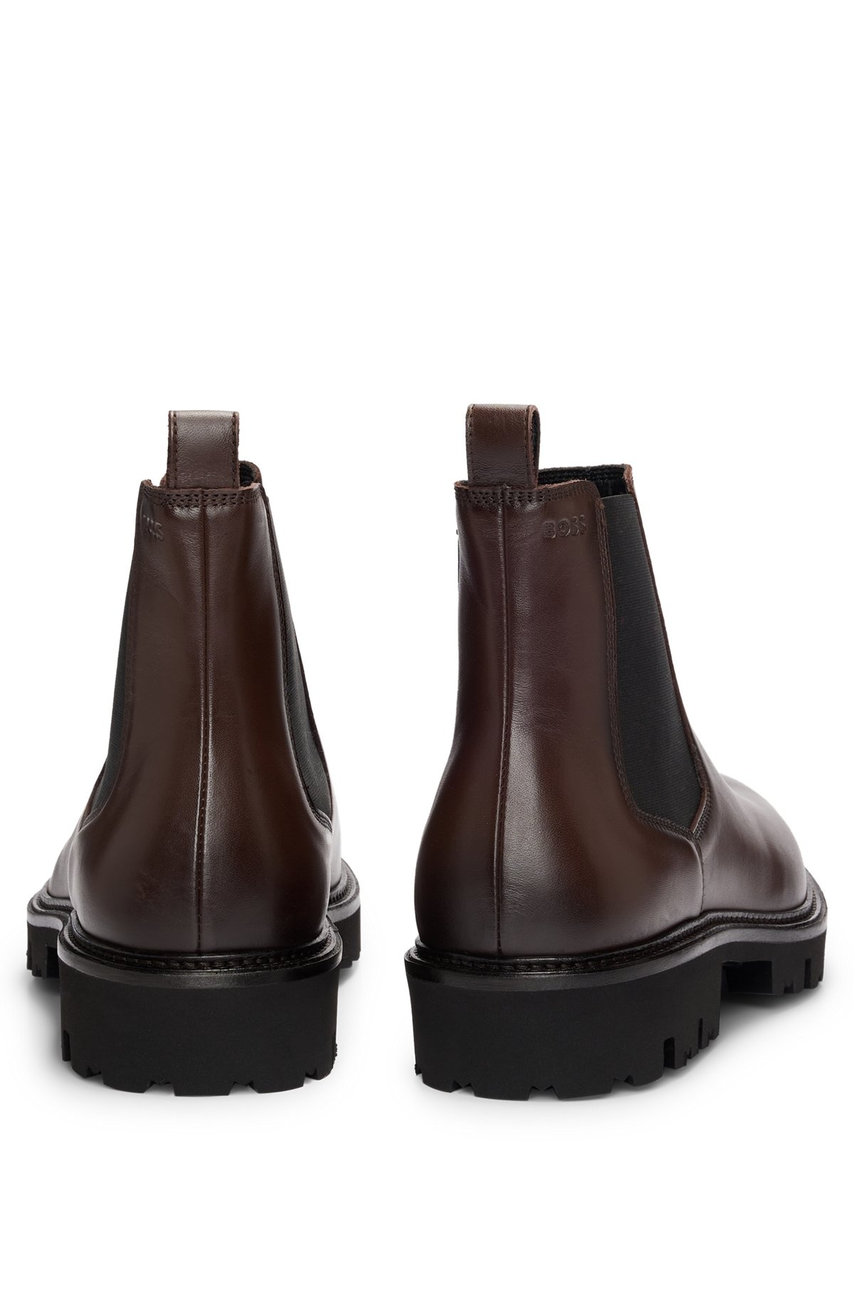BURNISHED-LEATHER CHELSEA BOOTS WITH LOGO DETAIL - 5