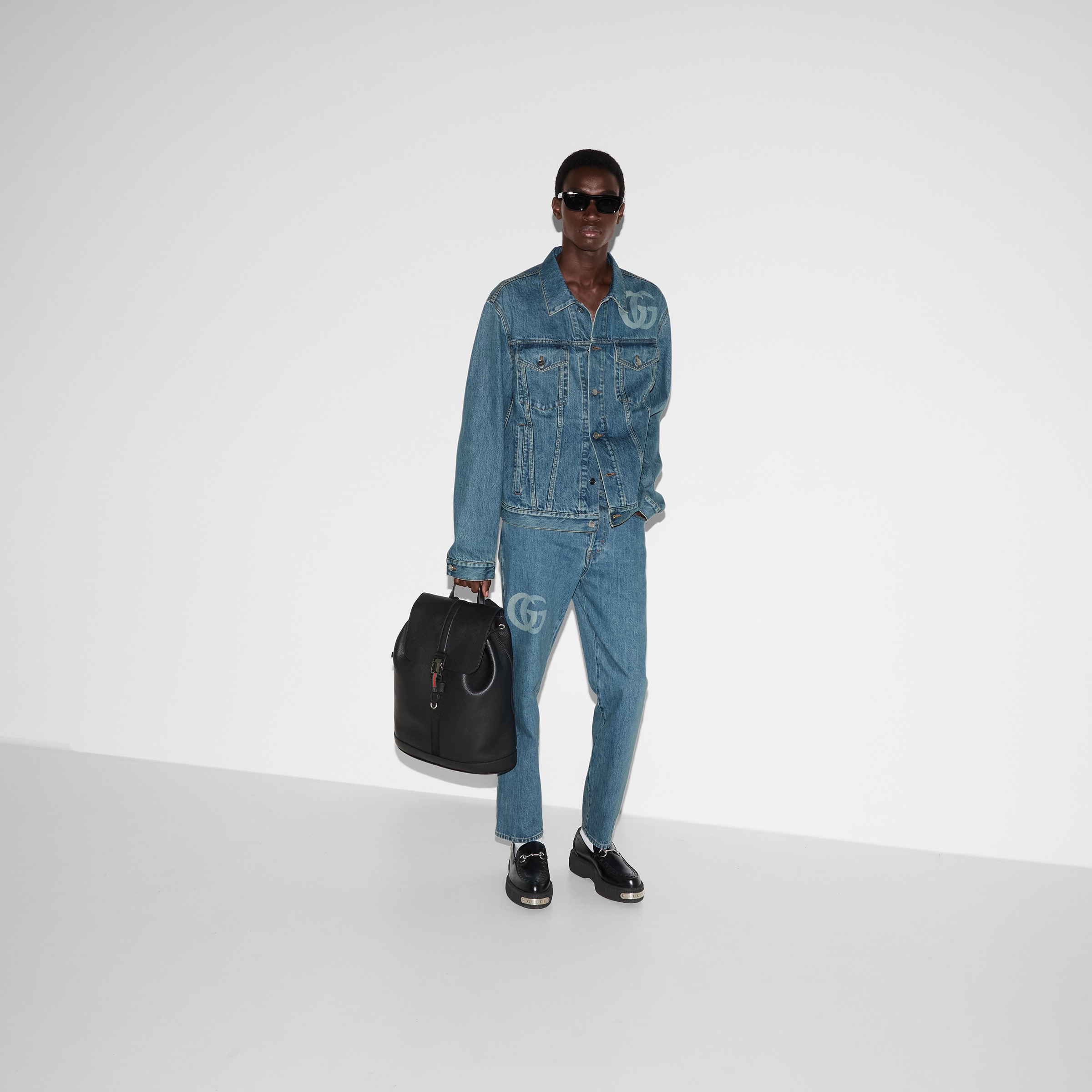 Lasered Double G denim pant - 6