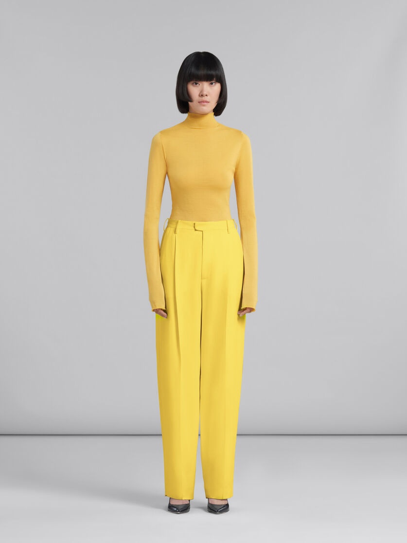 YELLOW CADY TAILORED TROUSERS - 2