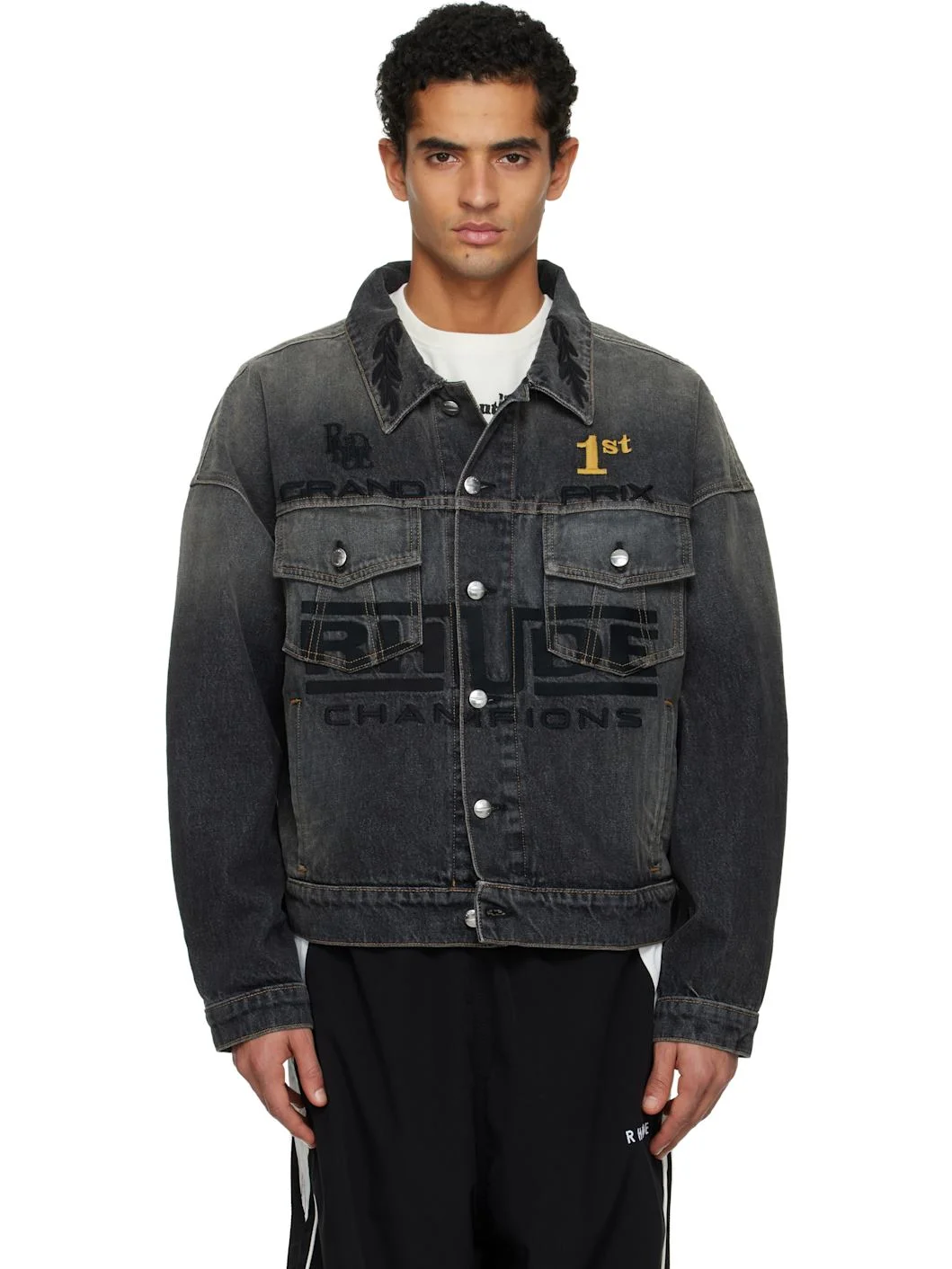 Black Tire Trucker Denim Jacket - 1