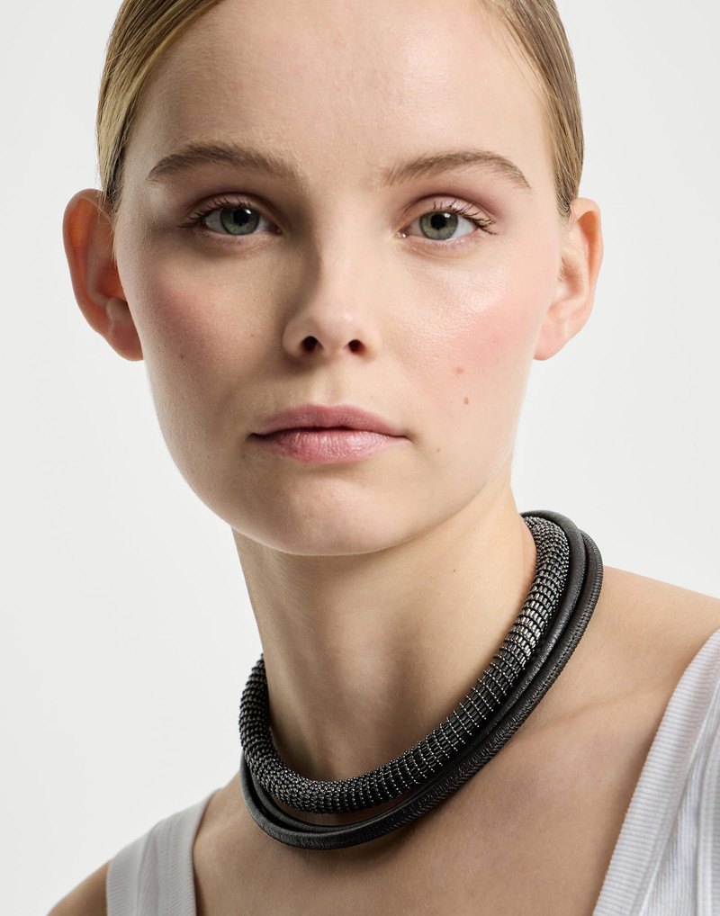 Leather precious necklace 3