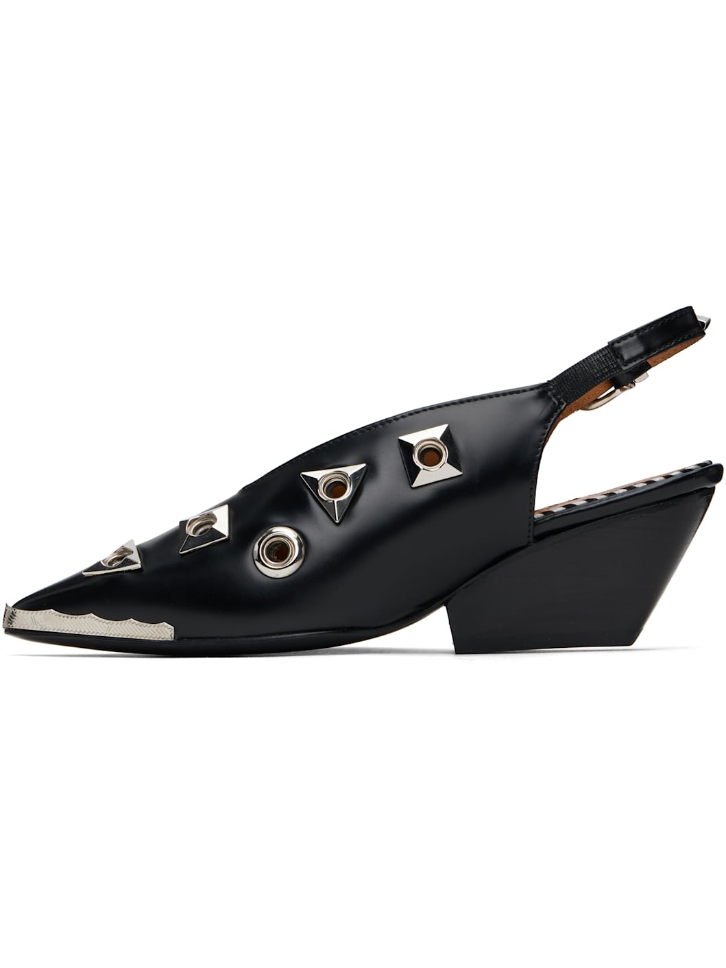 Black Polido Pointed Heels - 3