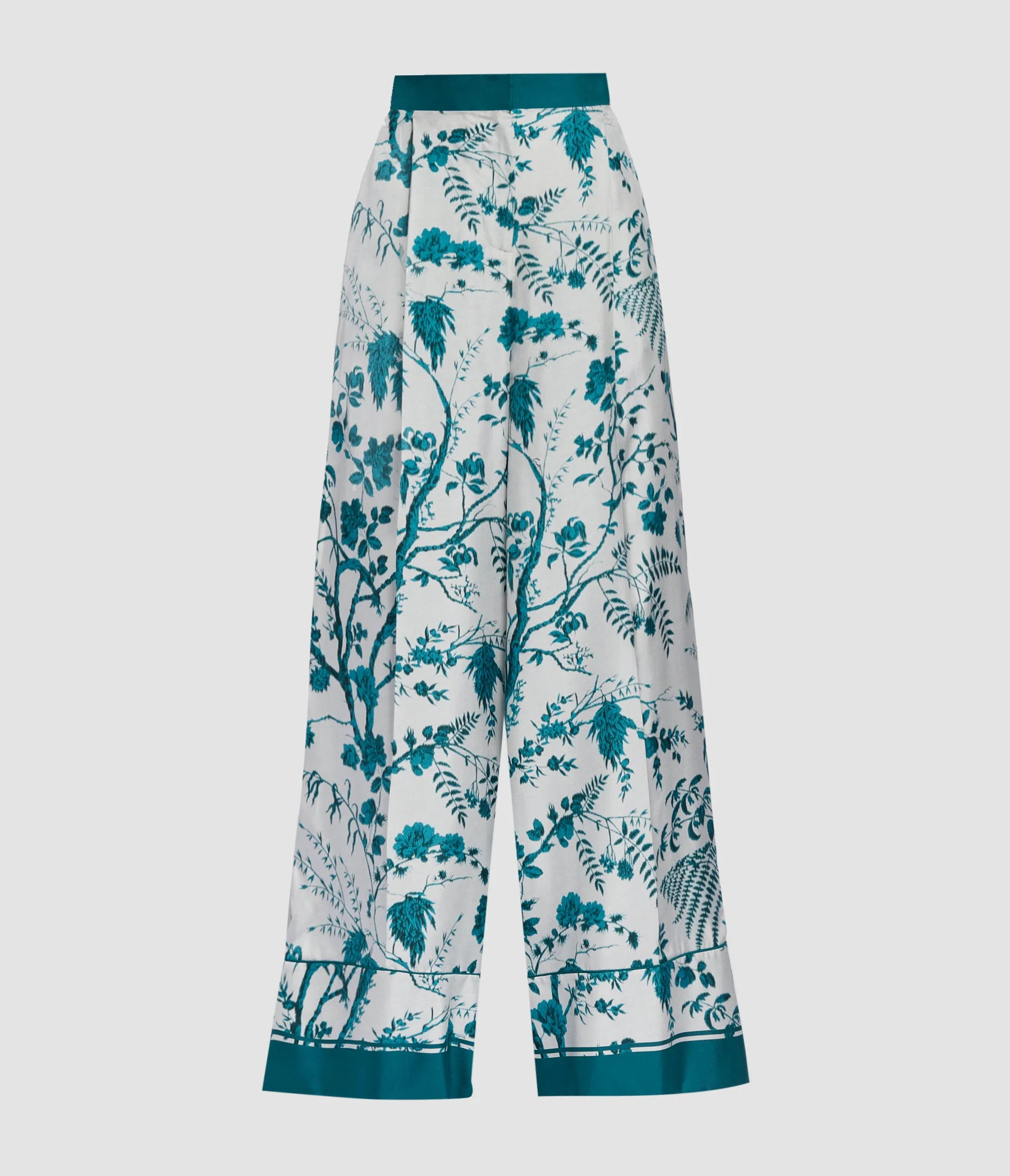 BOTANICAL PRINT SILK TWILL PYJAMA TROUSER - 1