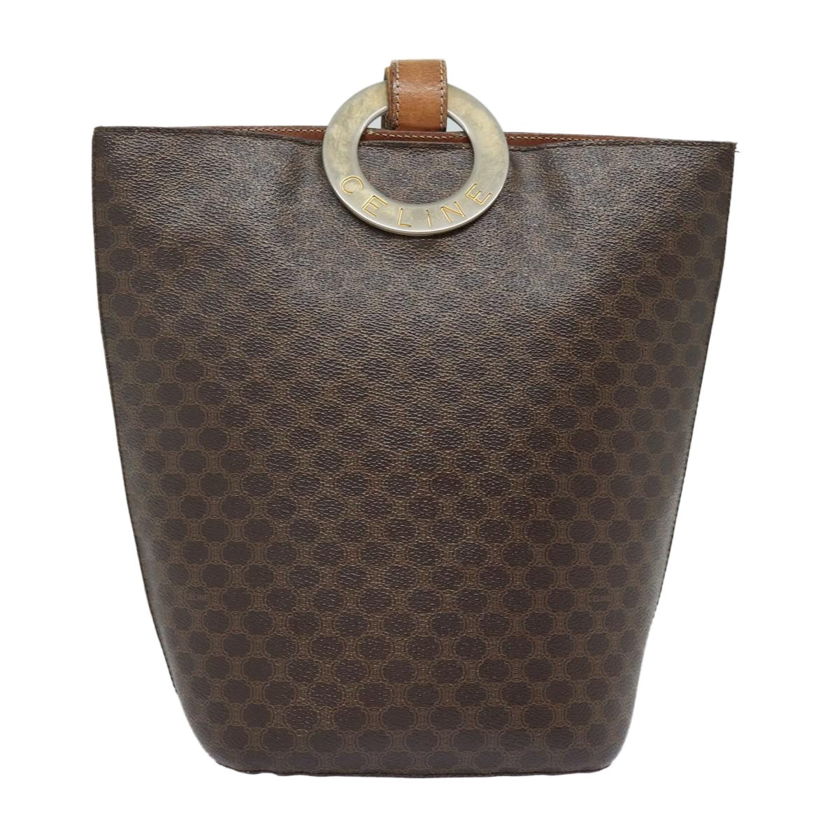CELINE Macadam Canvas Shoulder Bag Pvc Leather Brown Gold - 13