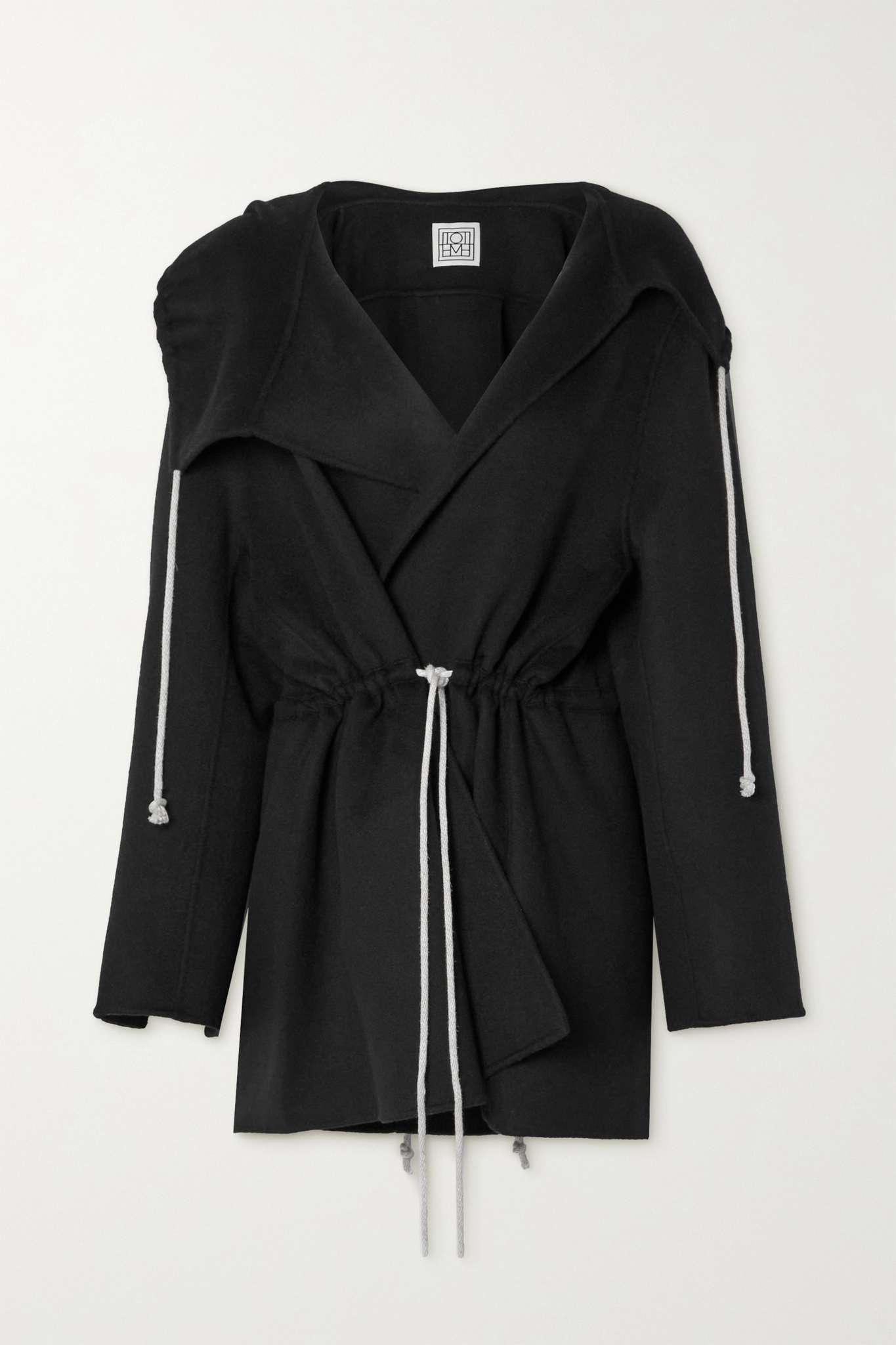 Hooded draped wool jacket - 1