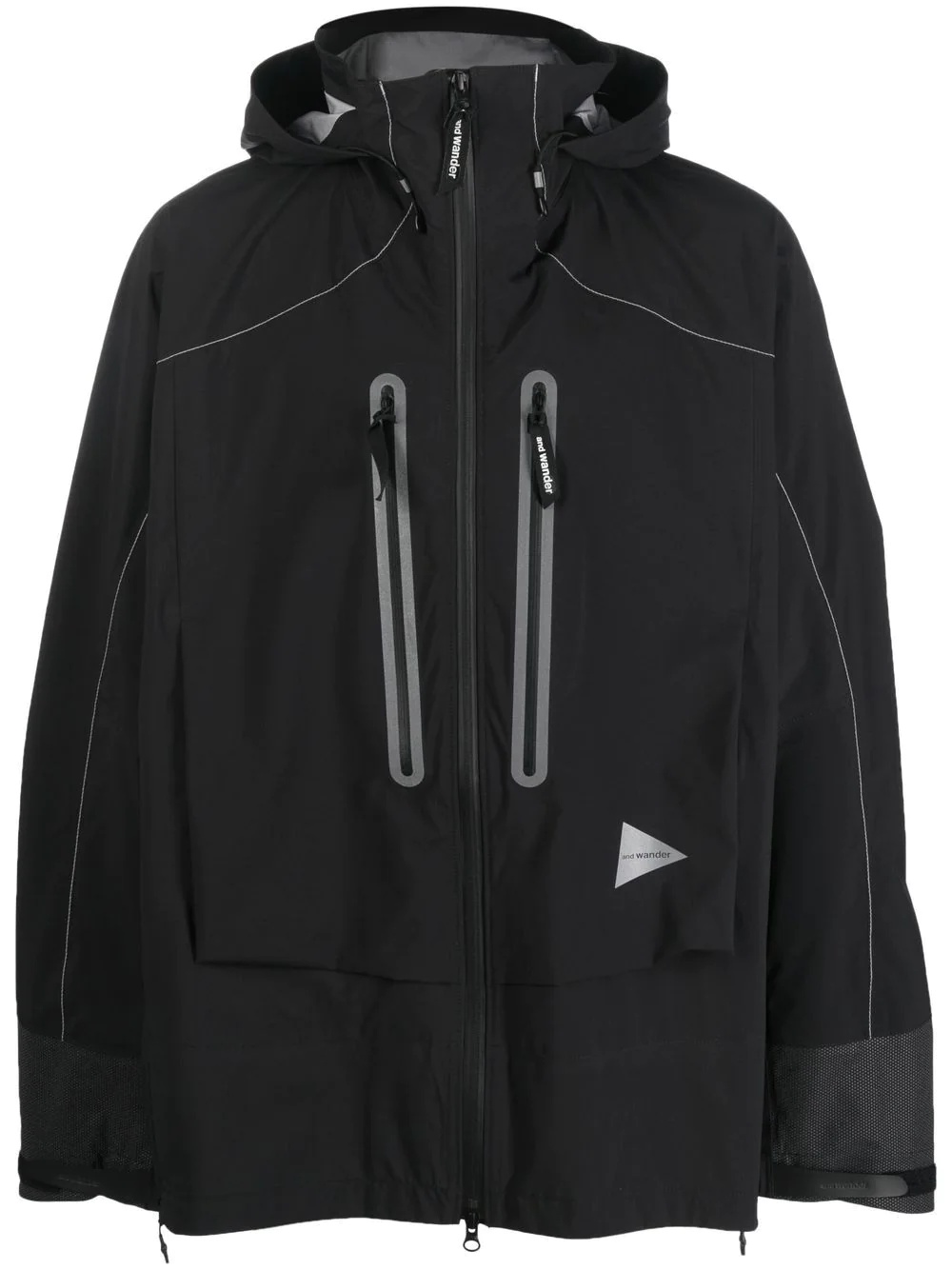 drawstring-hooded zipped jacket - 1