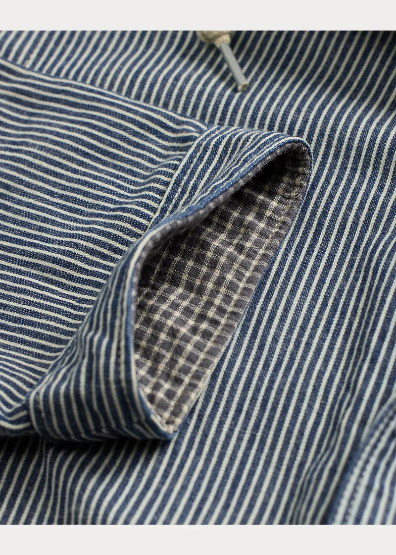 Indigo Striped Twill Hooded Jacket 3