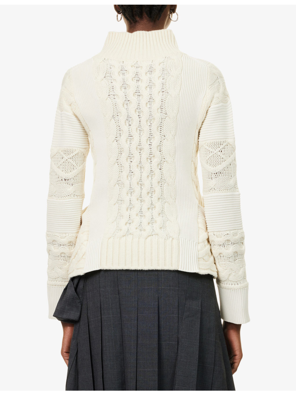 Cable-Knit High-Neck Wool-Blend Jacket - 4