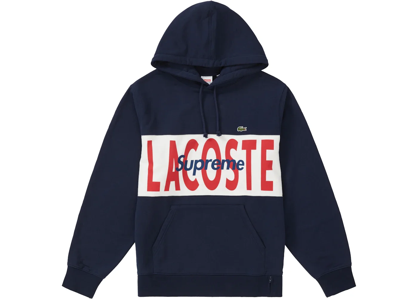 Supreme LACOSTE Logo Panel Hooded Sweatshirt Navy - 1