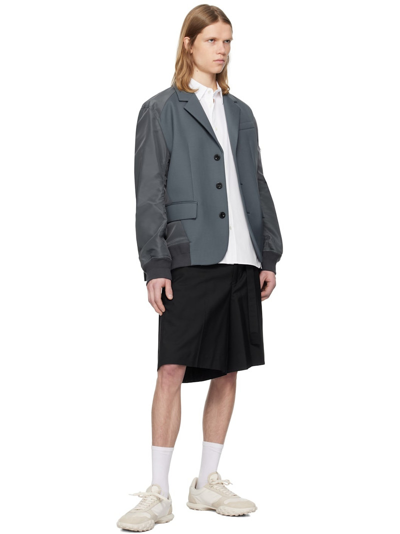 sacai Blue Suiting Bonding Mix Blazer outlook