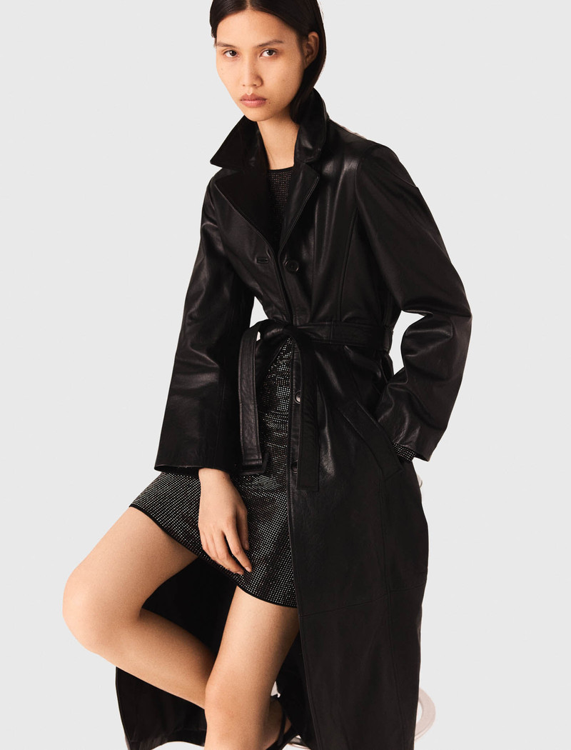 Long leather trench coat 6