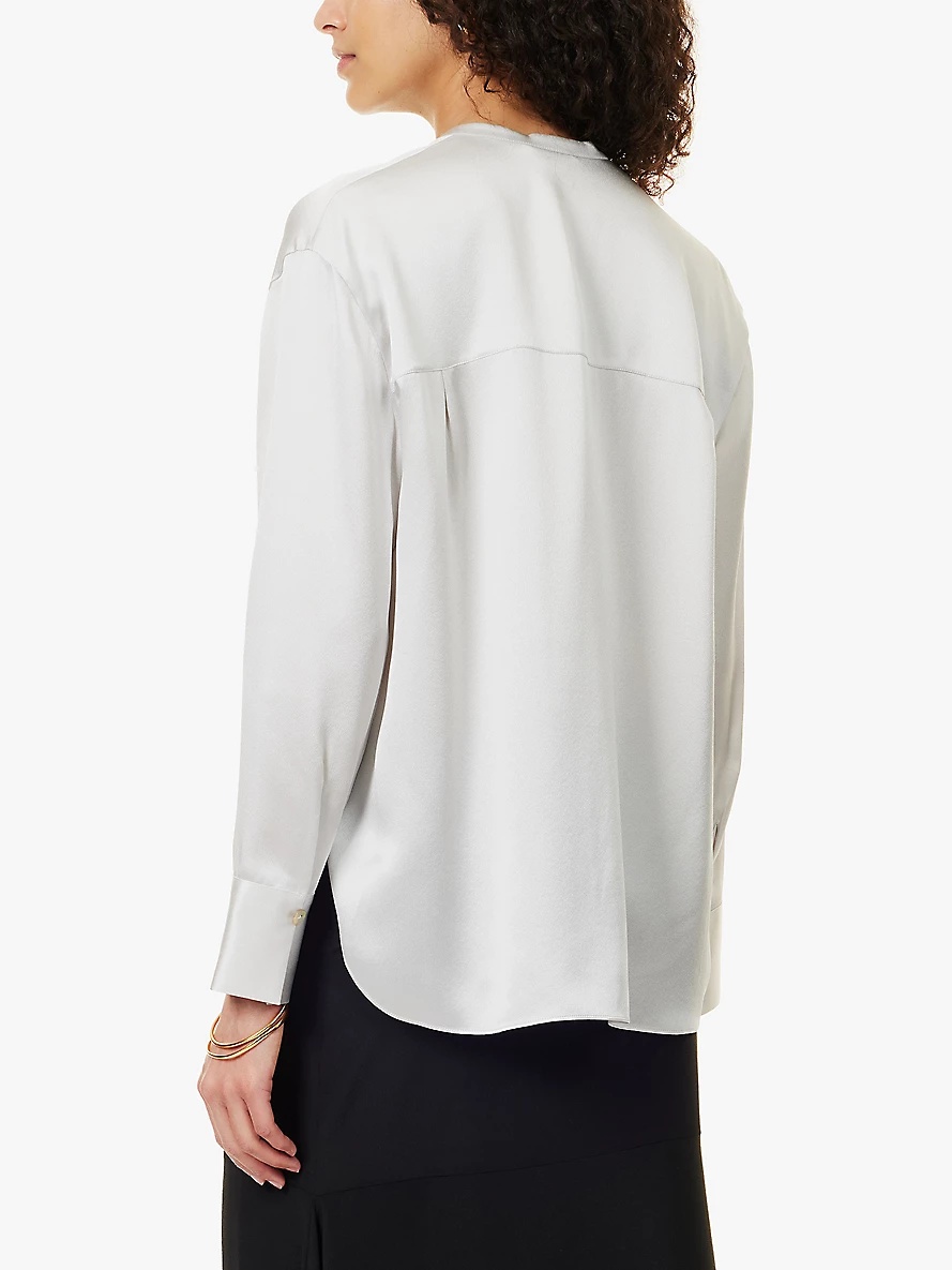 Stand-collar relaxed-fit silk blouse - 4