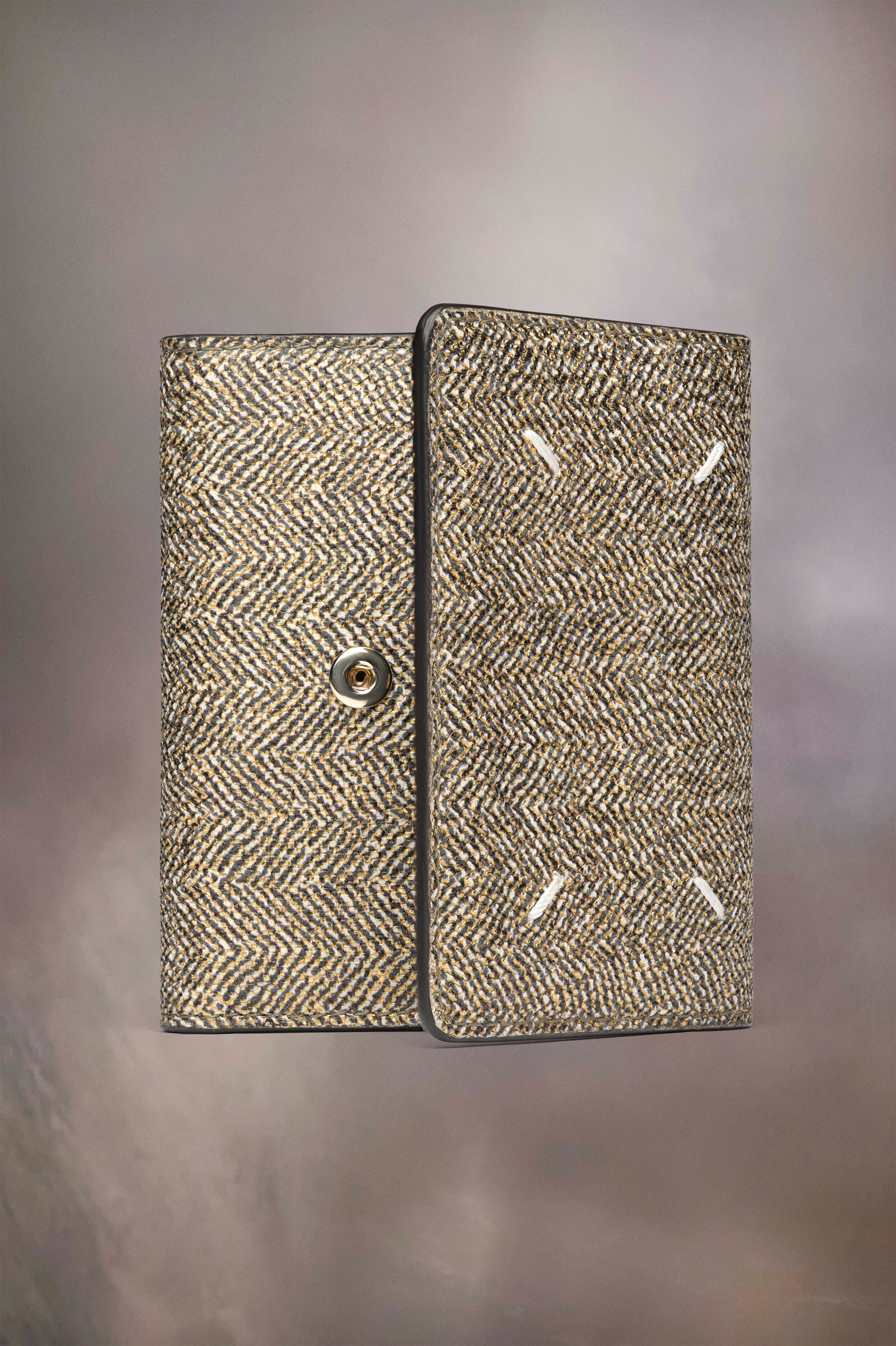Tweed print leather wallet - 1