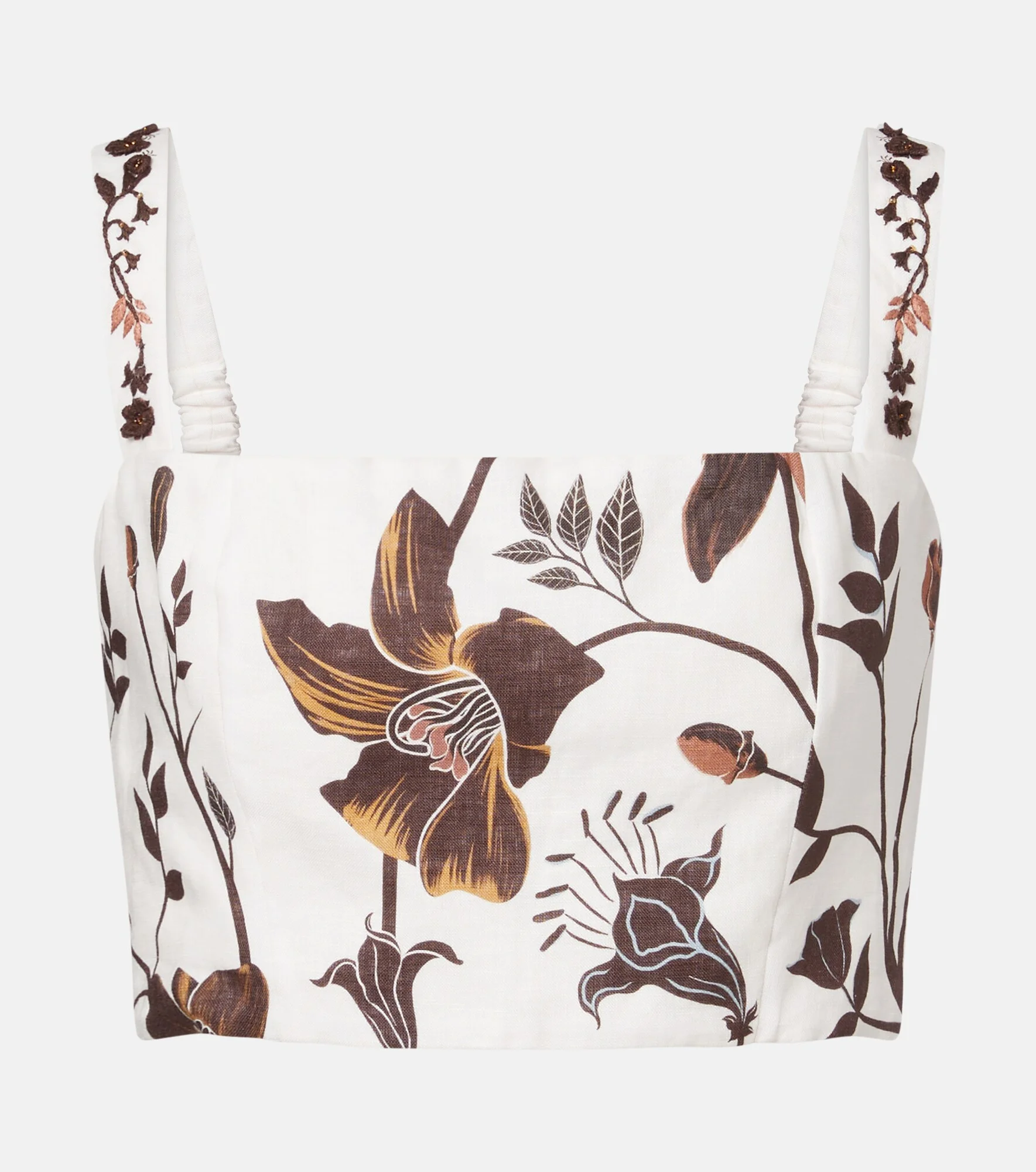 Cacao floral linen crop top - 1