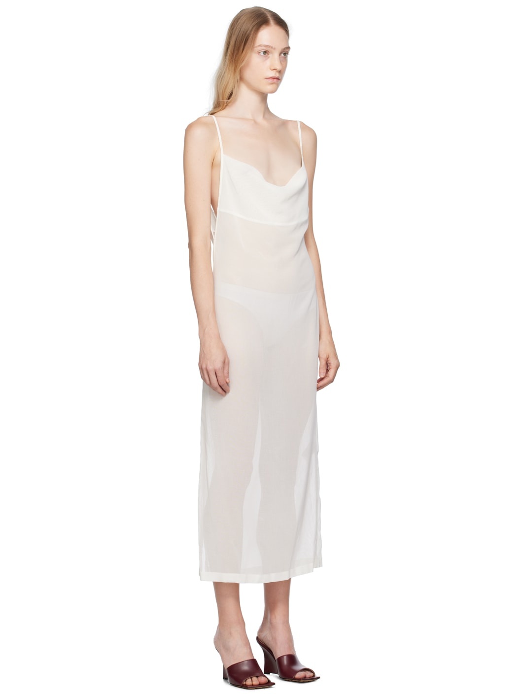 White Cowl Neck Maxi Dress - 2