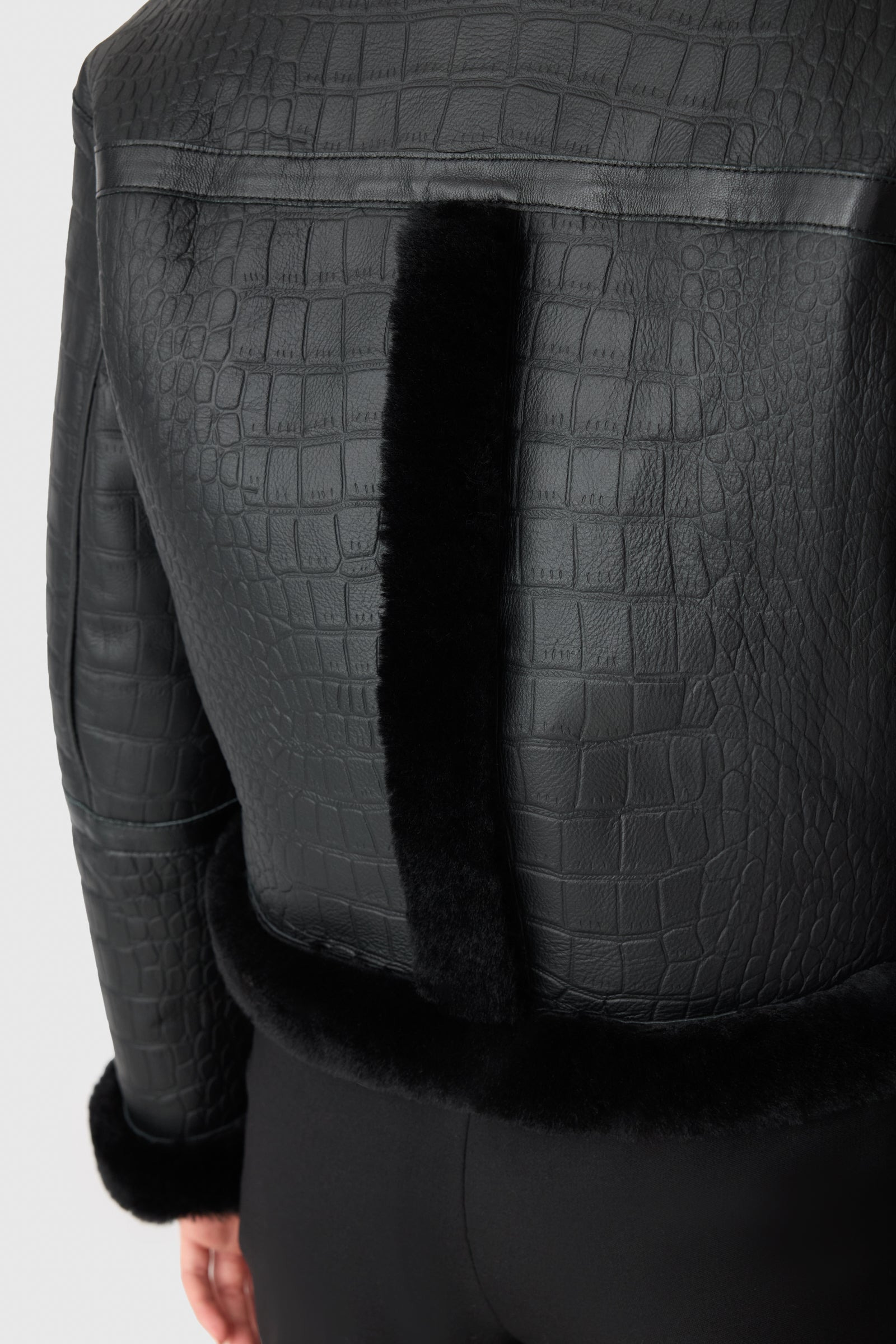 MAXOU Croc Embossed Oversized Shearling Jacket - 7