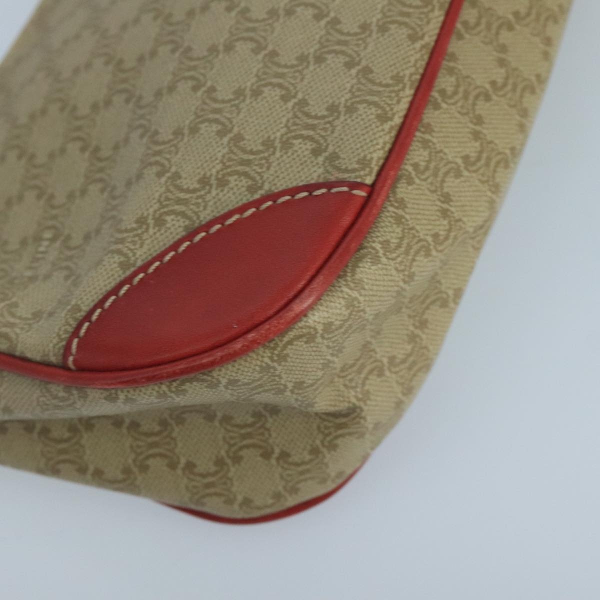 CELINE Macadam Canvas Hand Bag Pvc Leather Beige Red - 14