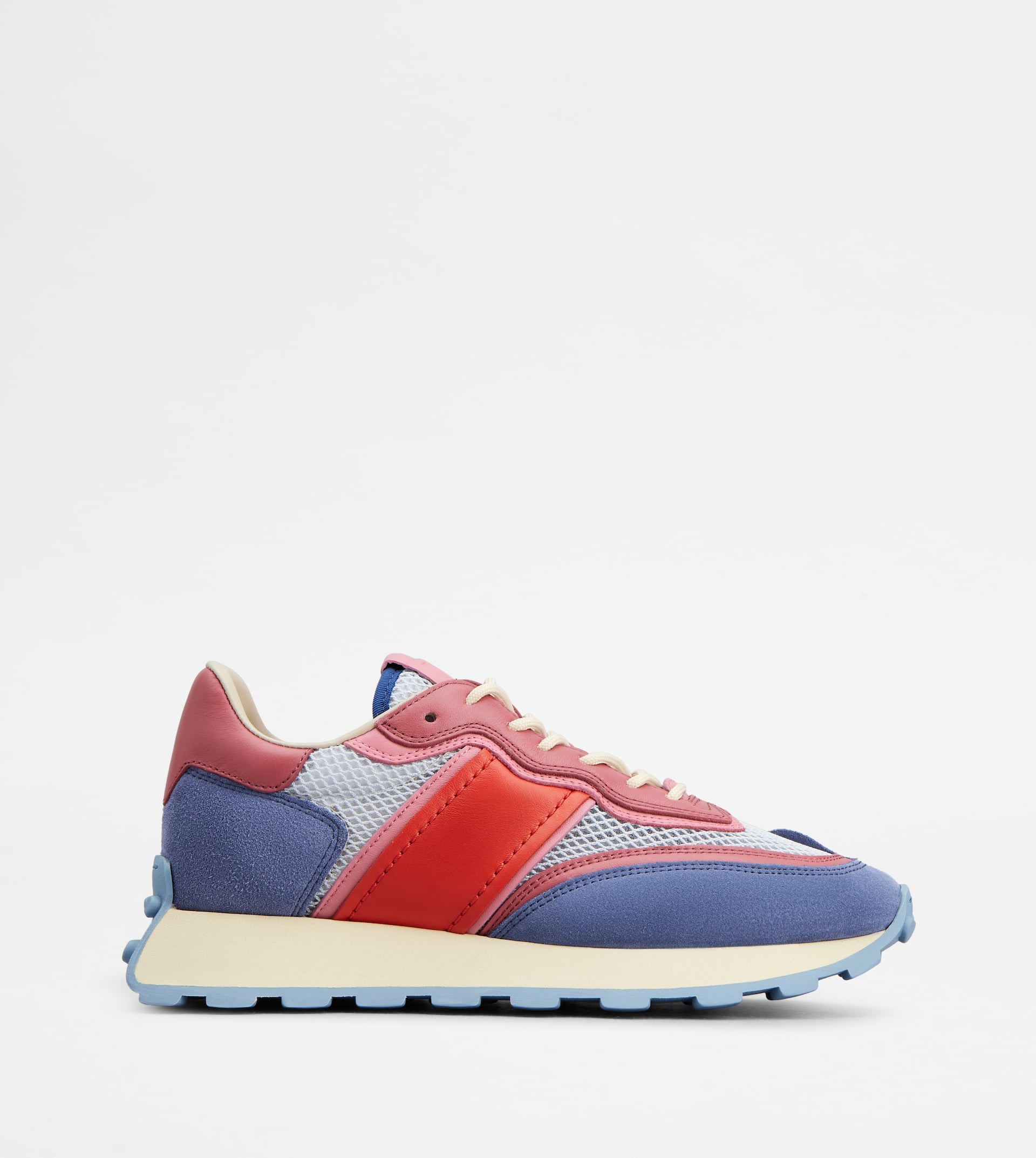 SNEAKERS IN SUEDE AND FABRIC - BLUE, RED, PINK - 1