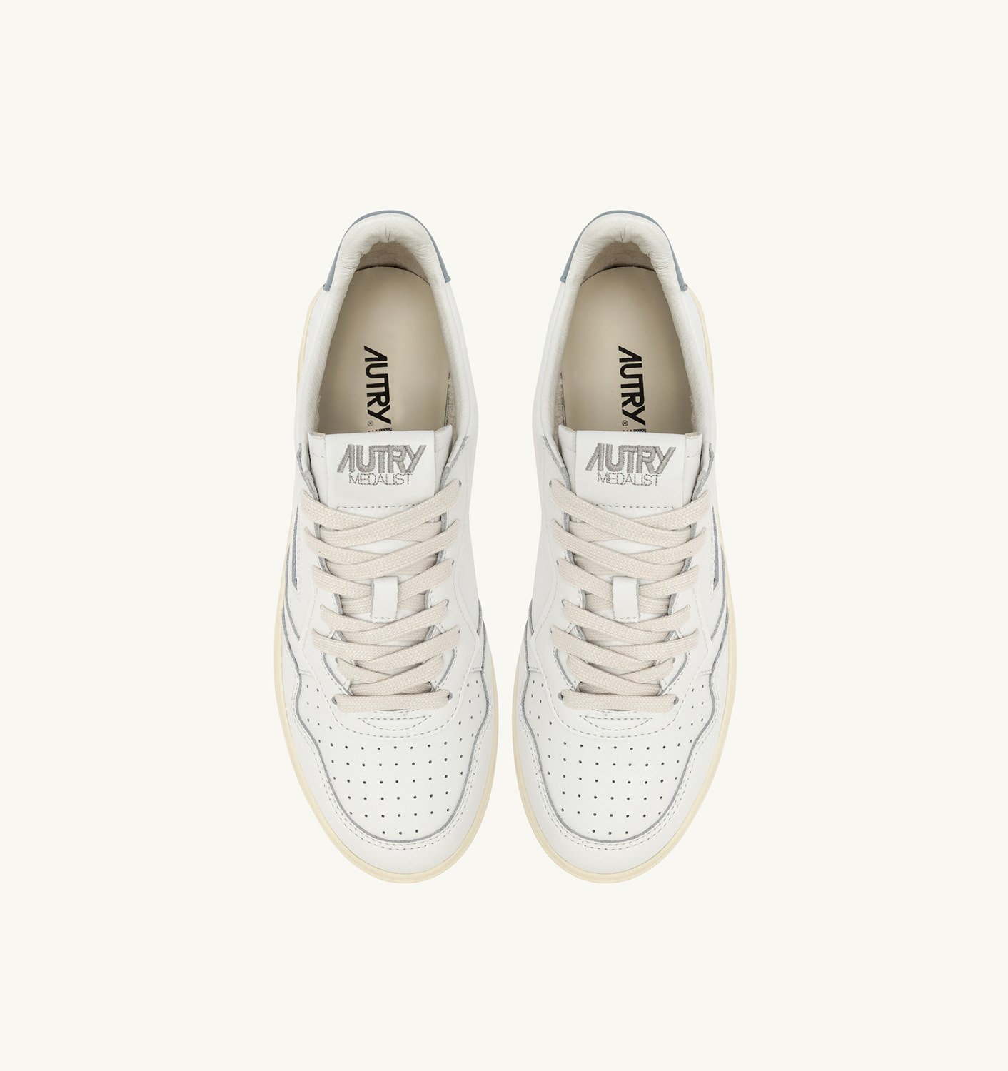 MEDALIST LOW SNEAKERS IN WHITE AND SILVER BLUE LEATHER - 5